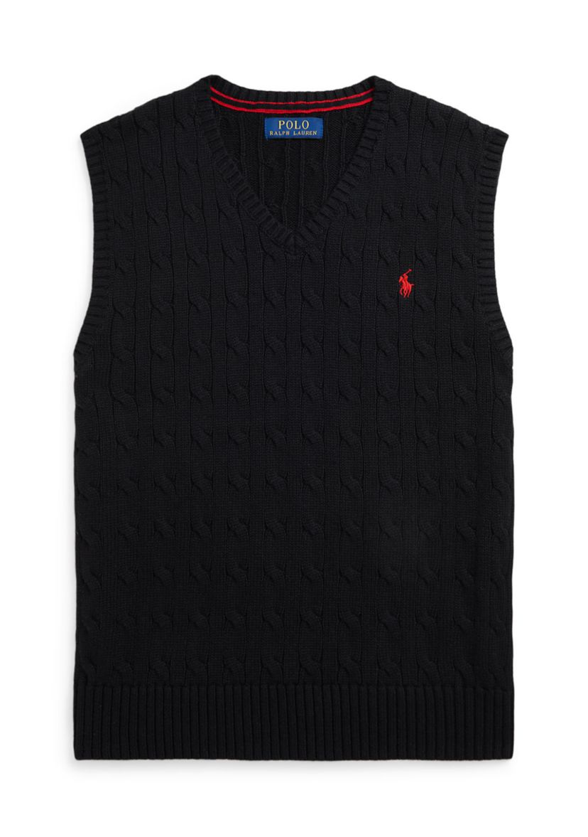 Boys 8-20 Cable Knit Cotton Sweater Vest