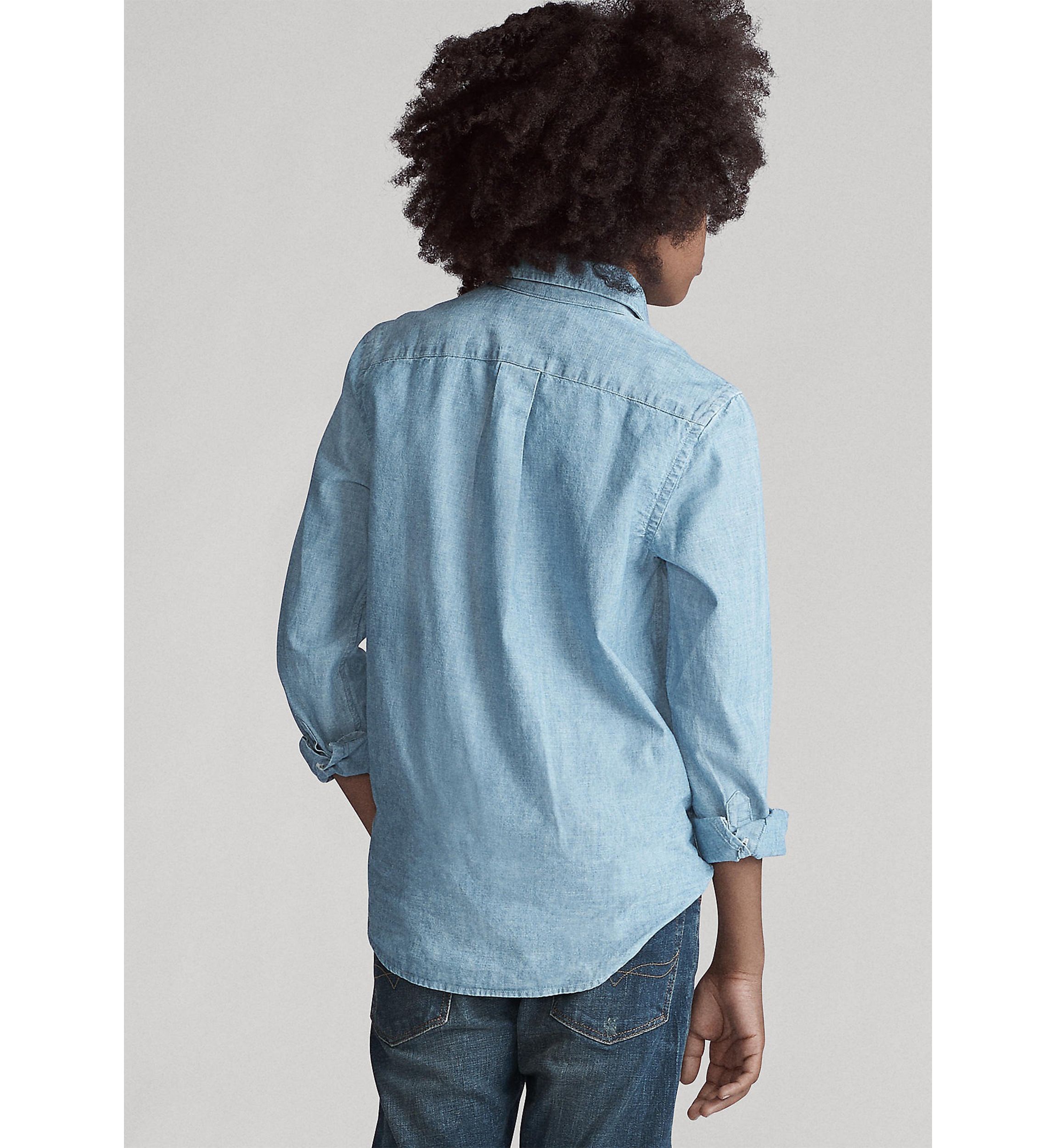 Boys 8-20 Indigo Cotton Chambray Shirt