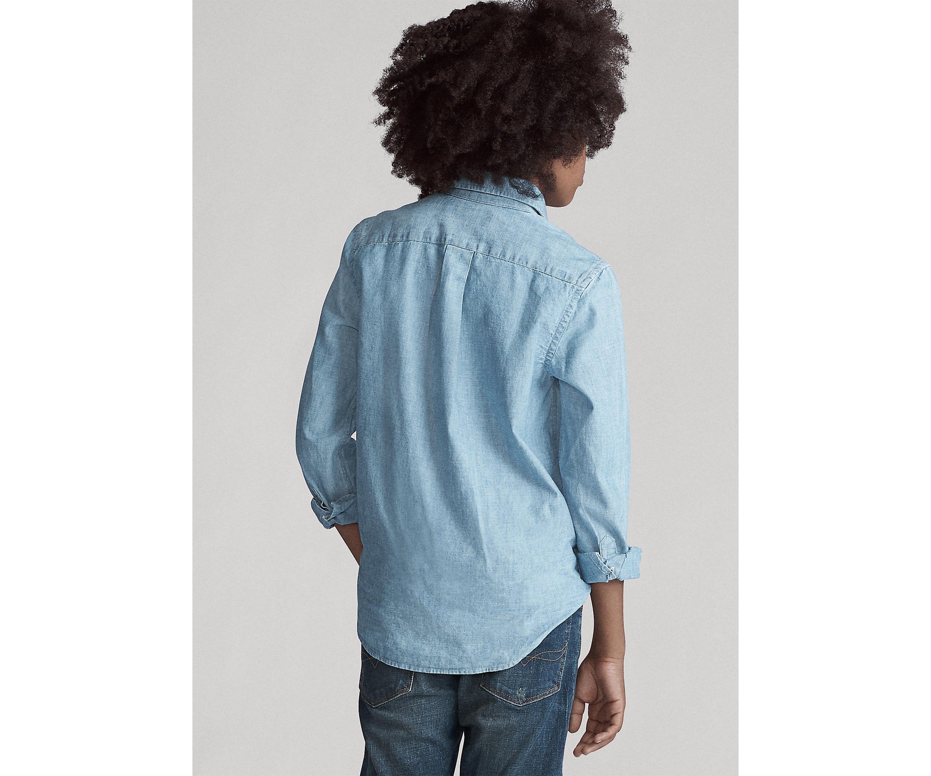 Boys 8-20 Indigo Cotton Chambray Shirt