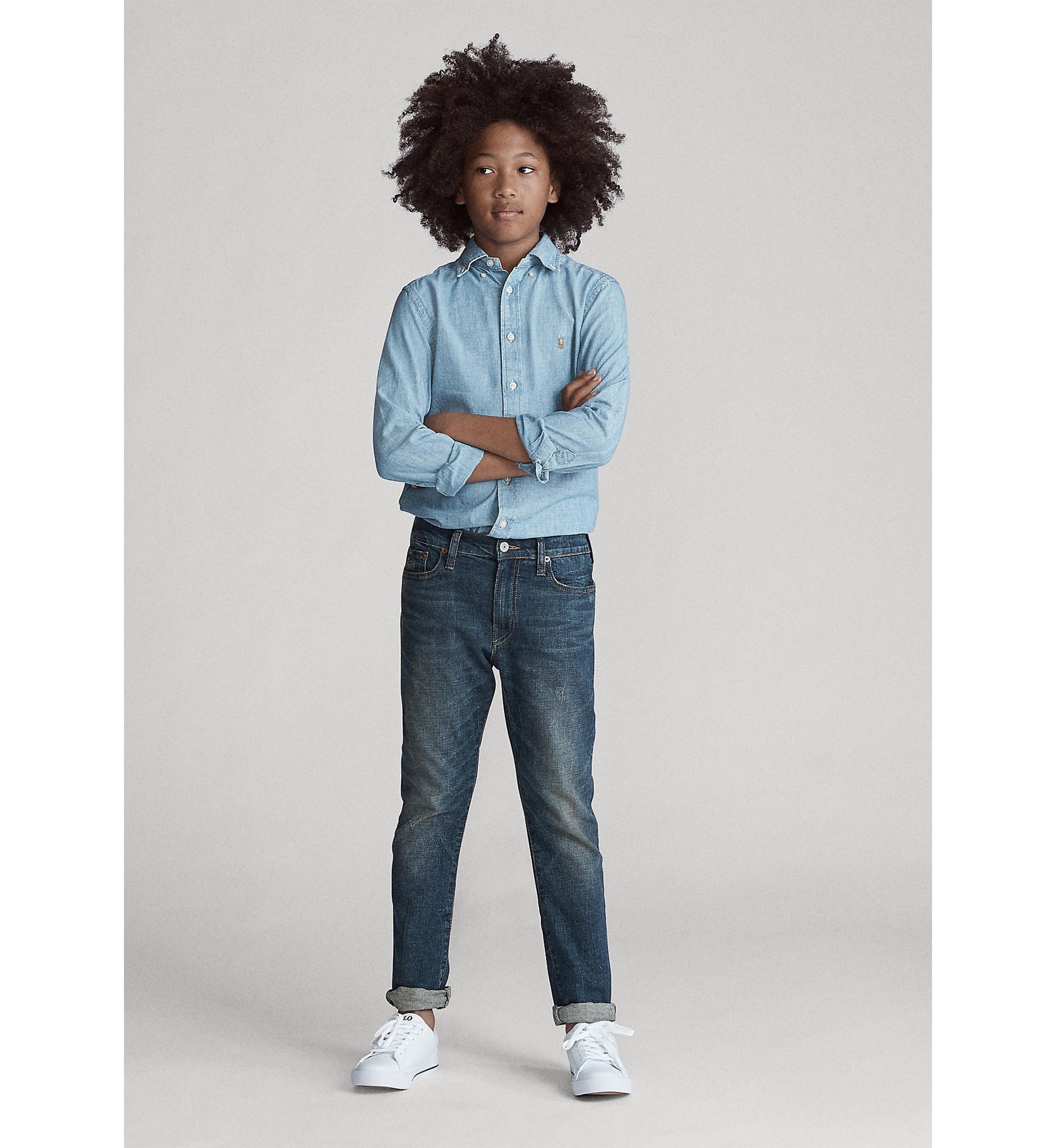 Boys 8-20 Indigo Cotton Chambray Shirt