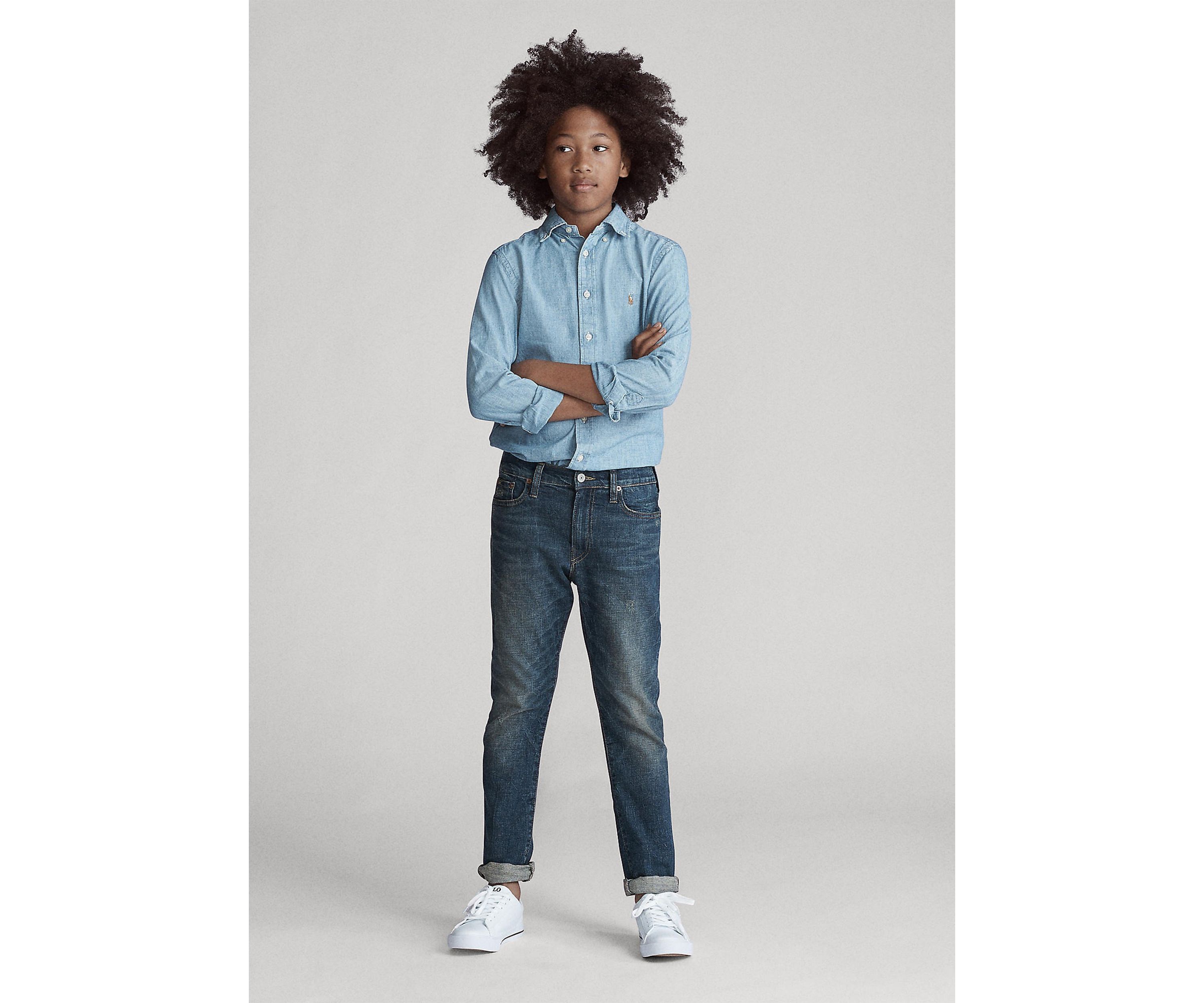 Boys 8-20 Indigo Cotton Chambray Shirt