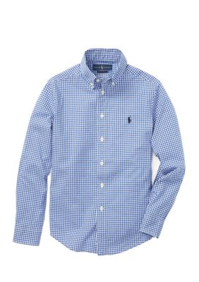 Ralph Lauren Childrenswear Boys 8-20 Cotton Poplin Sport Shirt, Blue, Small