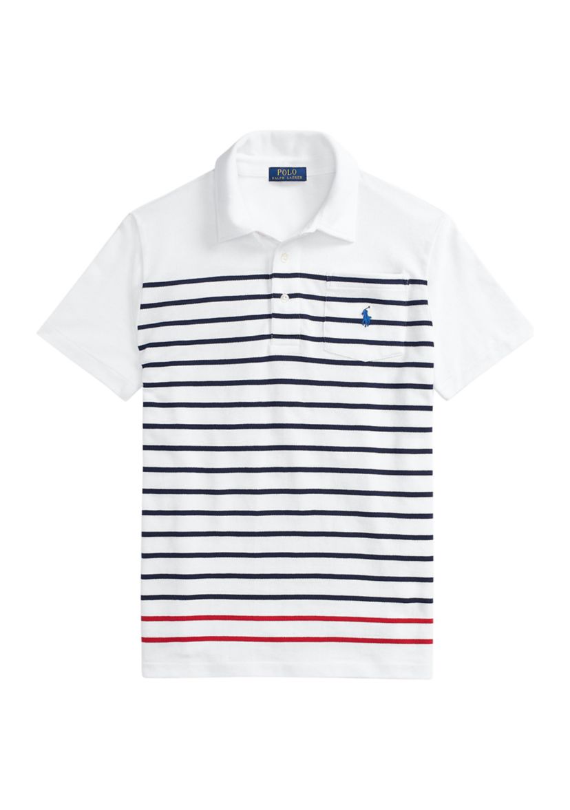 Boys 8-20 Striped Cotton Mesh Polo Shirt