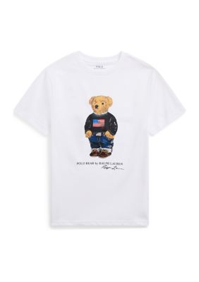 Ralph Lauren Childrenswear Boys 8-20 Polo Bear Cotton Jersey T-Shirt, White, Small