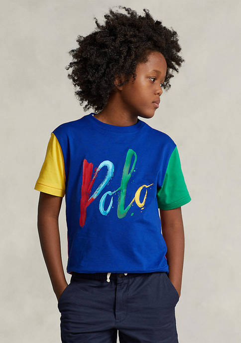 Boys 8-20 Color-Blocked Logo Cotton T-Shirt