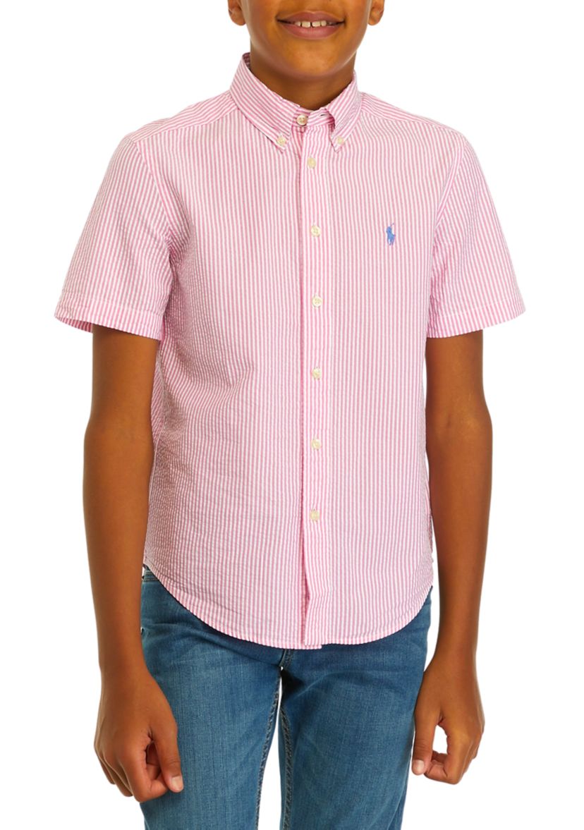 Boys 8-20 Seersucker Collar Button Down Shirt