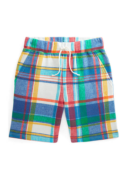 Ralph Lauren Childrenswear Boys 8-20 Madras-Print Fleece Shorts