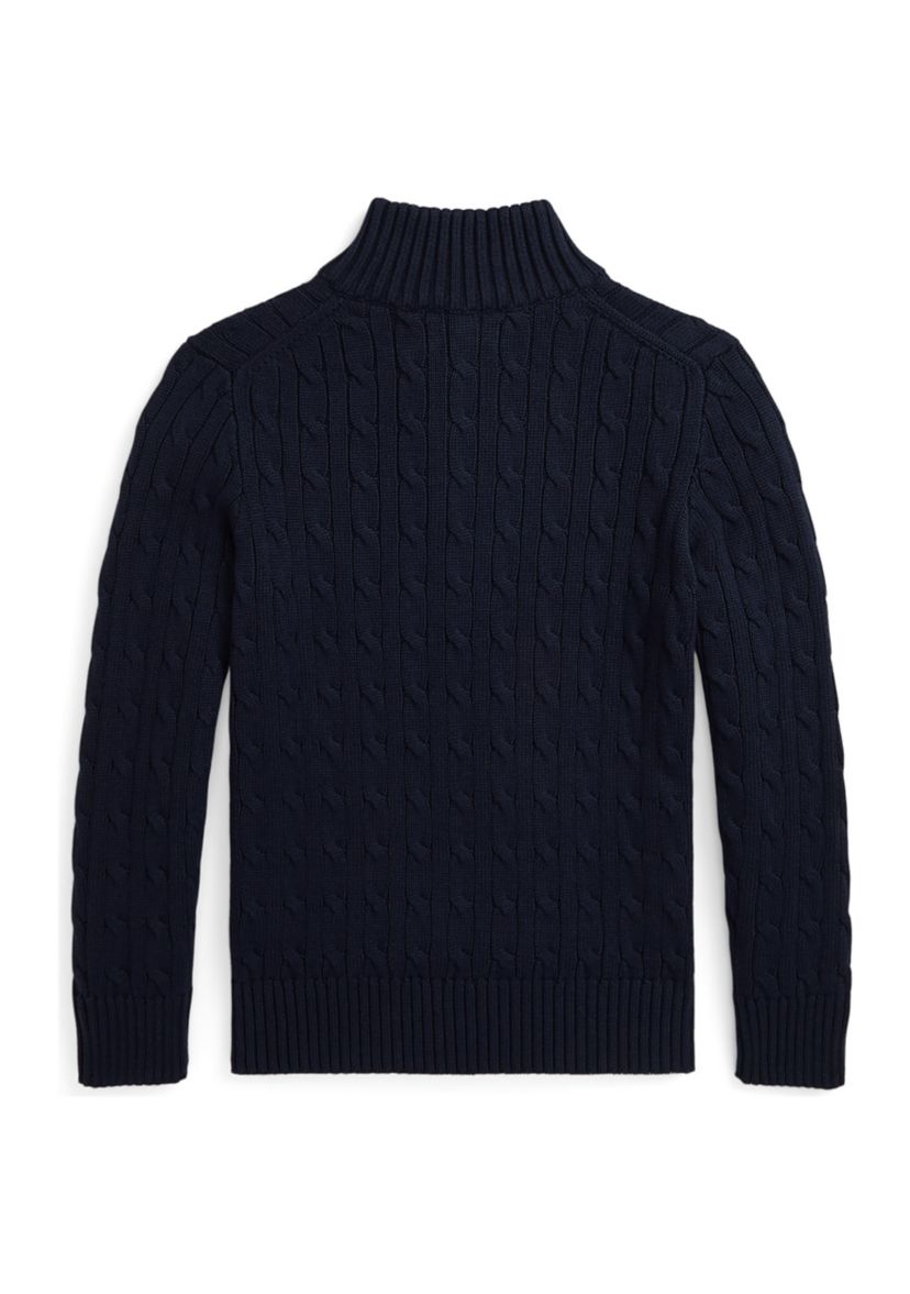 Boys 8-20 Cable Knit Cotton 1/4 Zip Sweater