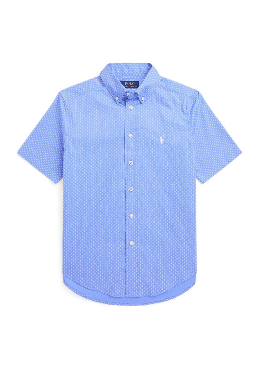 Boys 8-20 Geometric Poplin Short-Sleeve Shirt