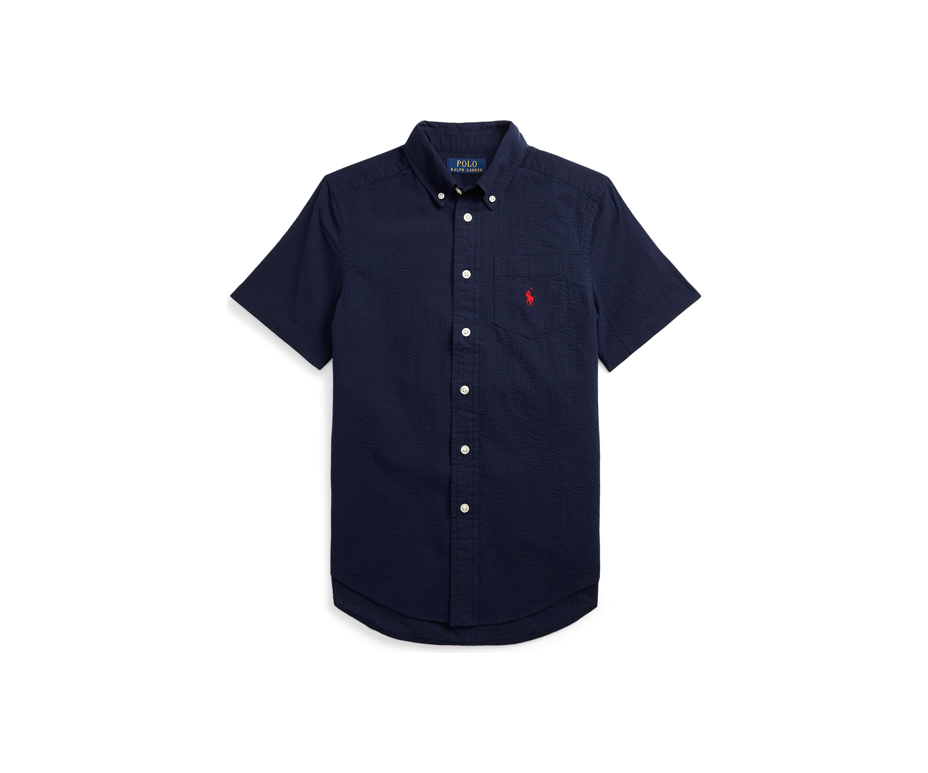 Boys 8-20 Cotton Seersucker Short Sleeve Shirt