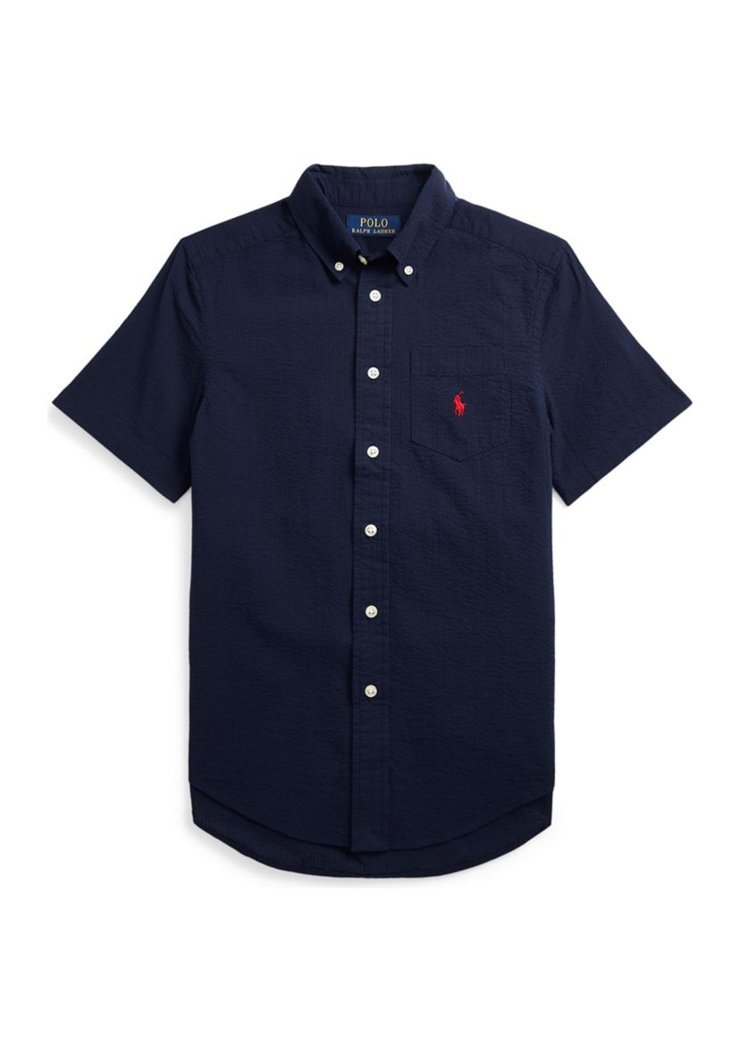 Boys 8-20 Cotton Seersucker Short Sleeve Shirt