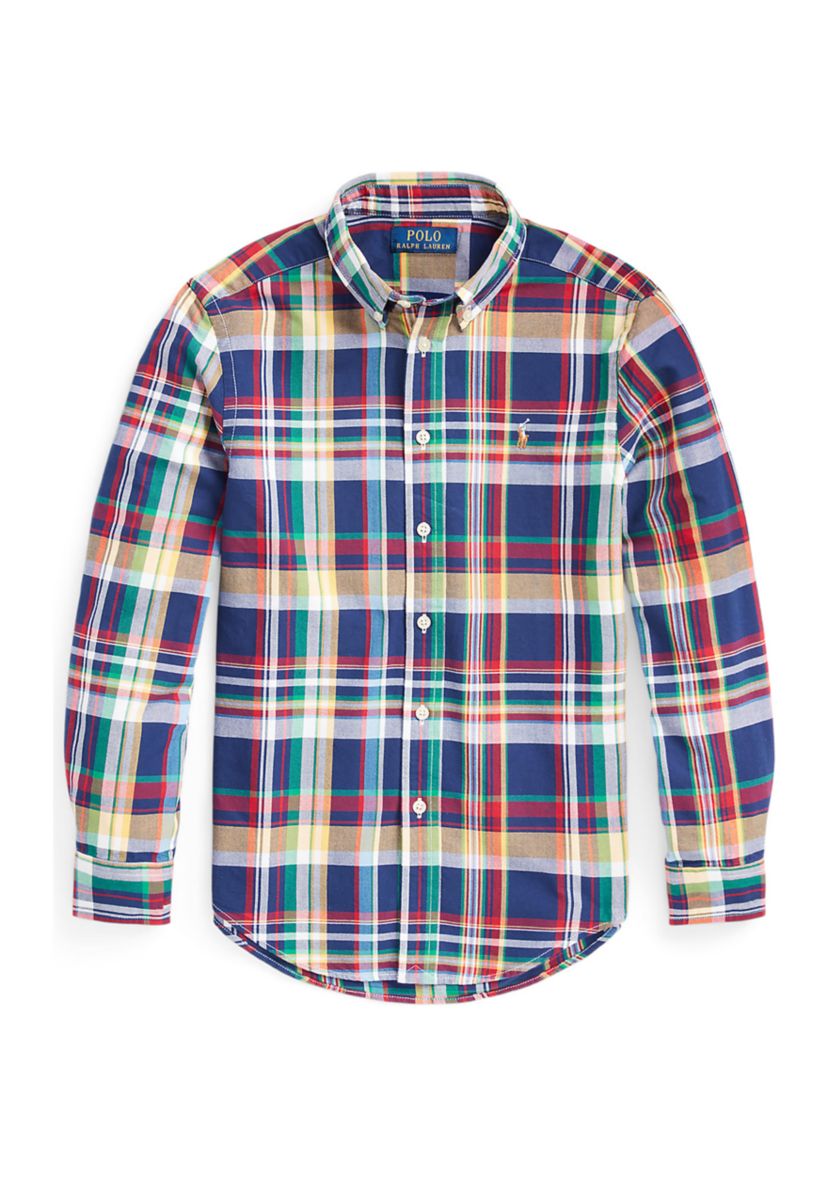 Boys 8-20 Plaid Cotton Oxford Shirt