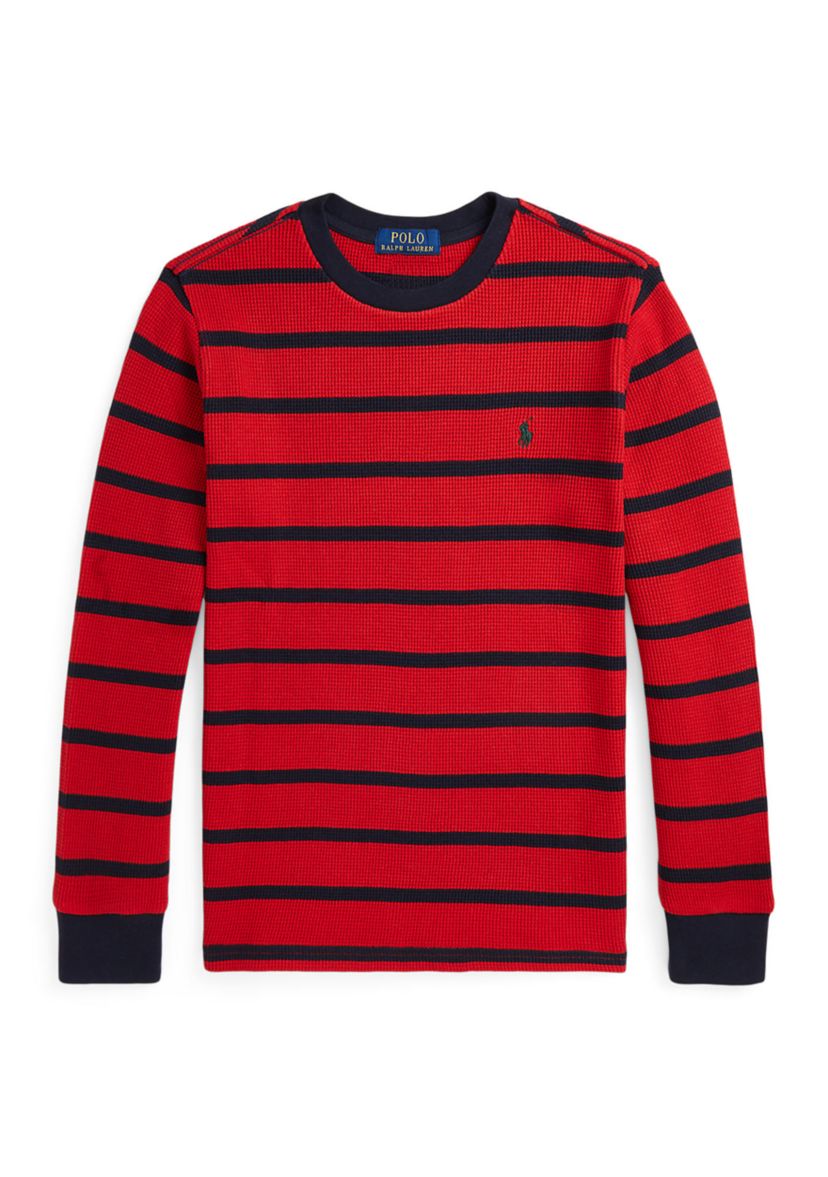 Boys 8-20 Striped Waffle Cotton Long Sleeve T-Shirt