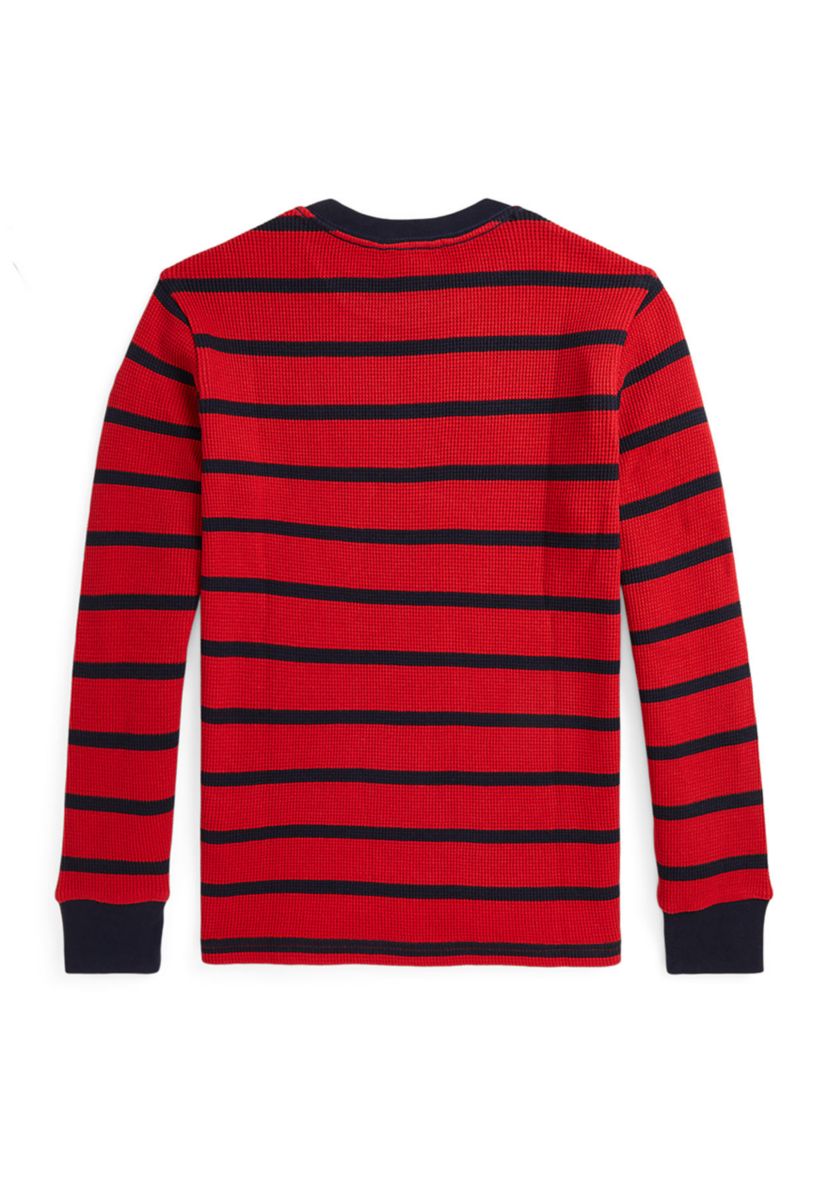 Boys 8-20 Striped Waffle Cotton Long Sleeve T-Shirt