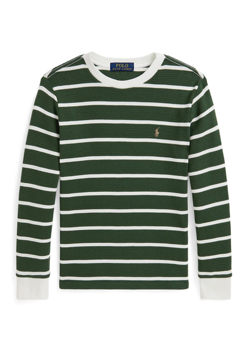 Boys 8-20 Striped Waffle Cotton Long-Sleeve T-shirt
