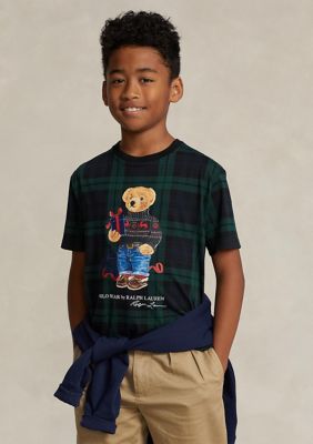 Ralph Lauren Childrenswear Boys 8-20 Polo Bear Plaid Cotton Jersey Graphic T-Shirt