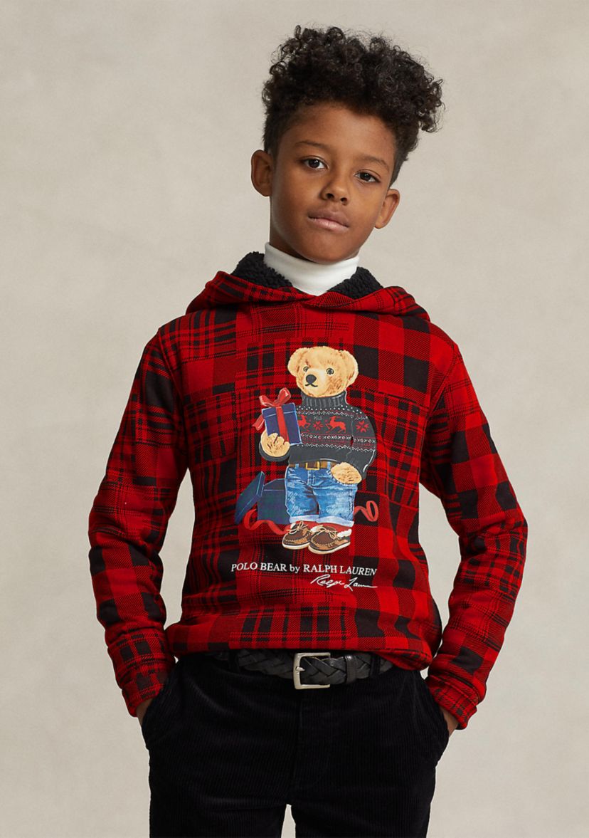 Boys 8-20 Polo Bear Plaid Fleece Hoodie