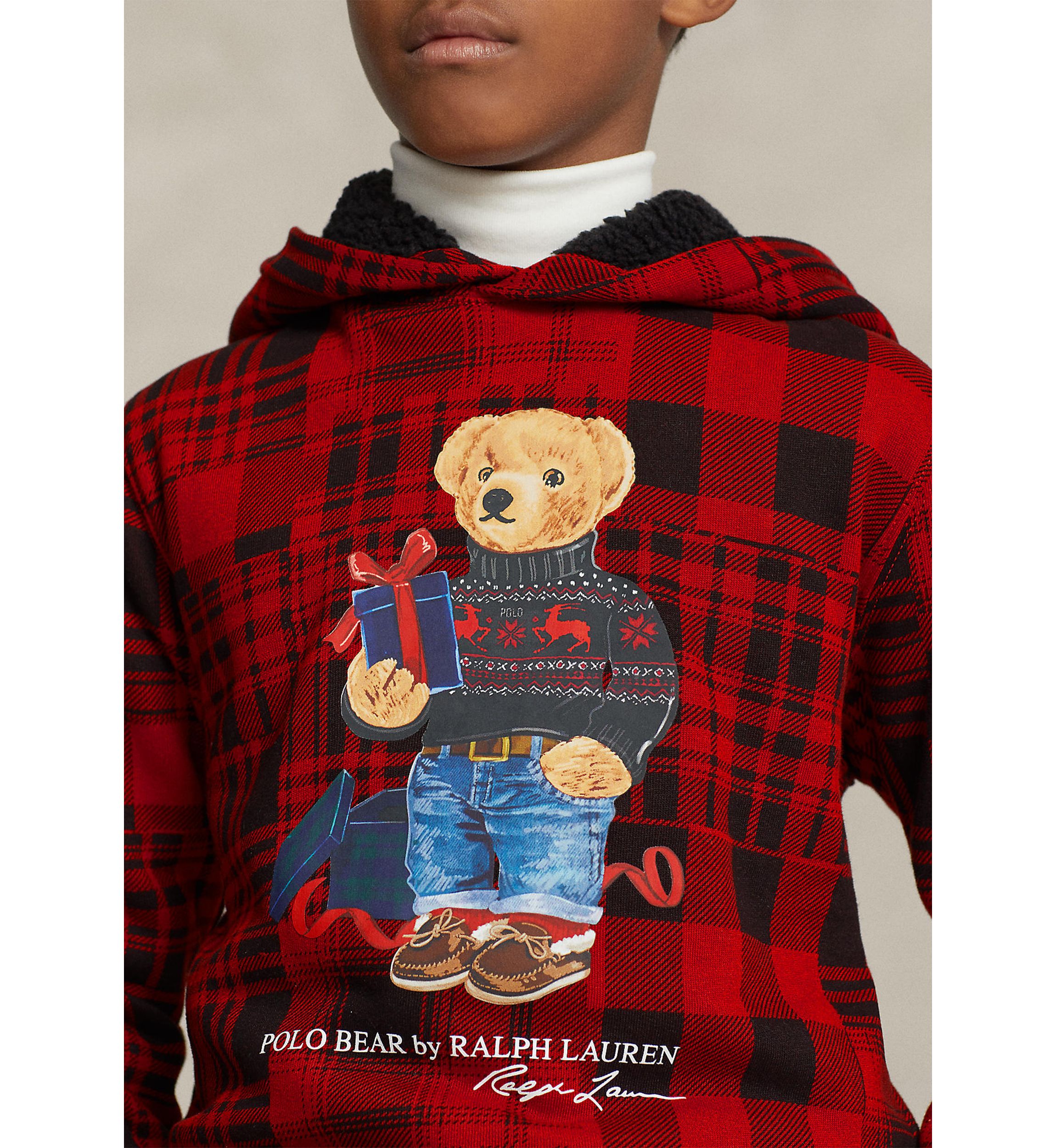 Boys 8-20 Polo Bear Plaid Fleece Hoodie