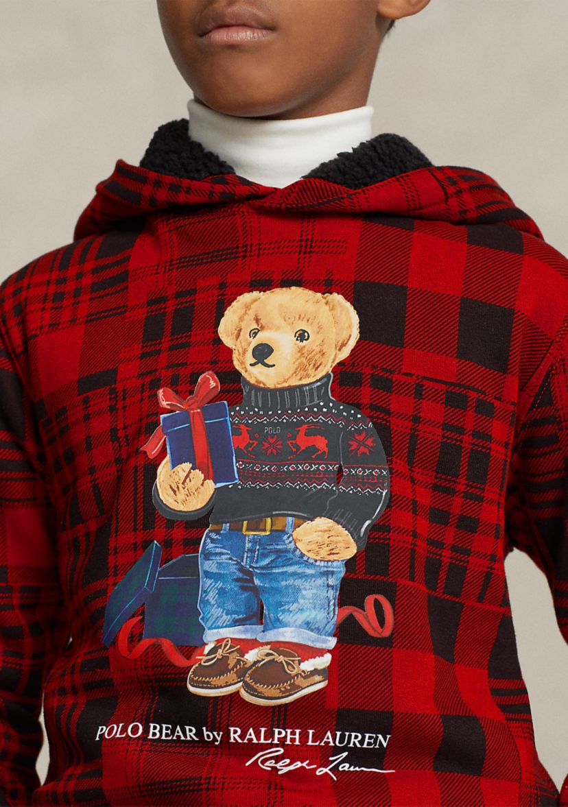 Boys 8-20 Polo Bear Plaid Fleece Hoodie