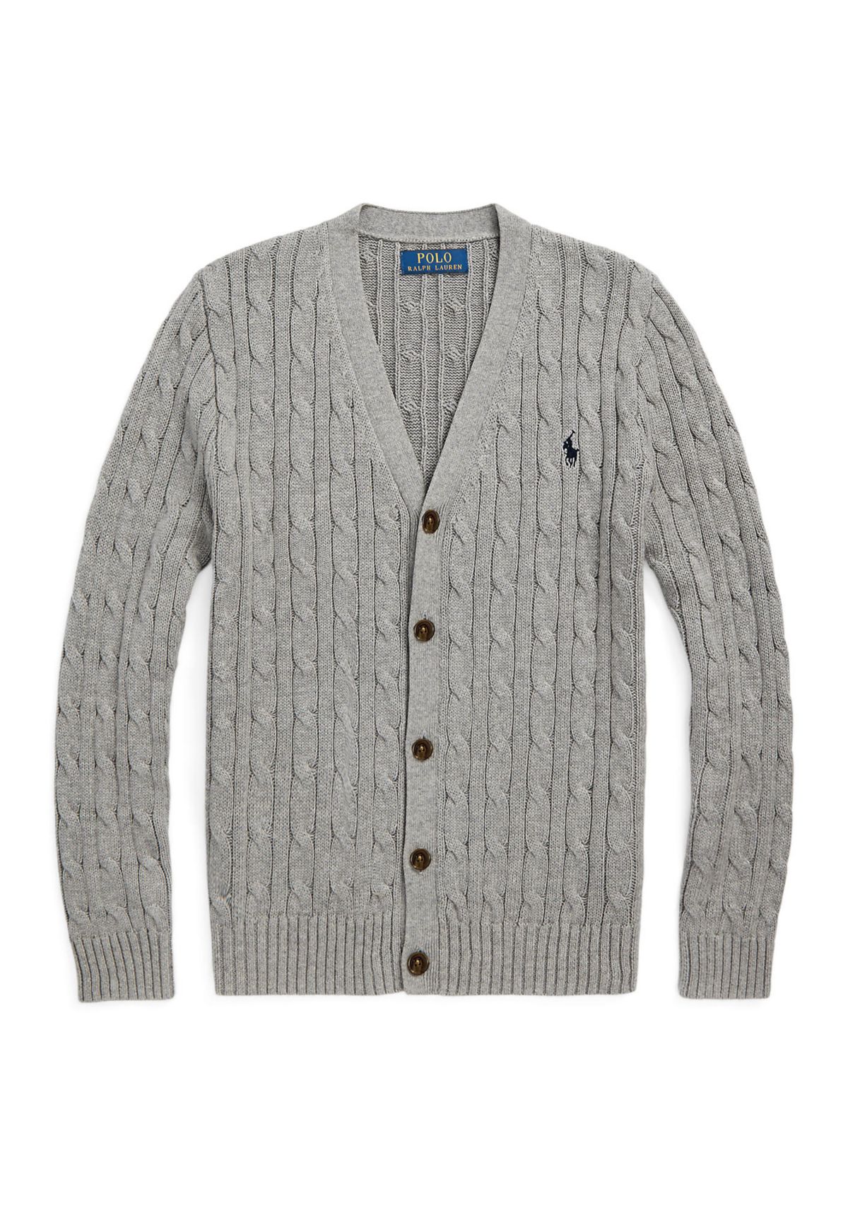 Boys 8-20 Cable-Knit Cotton V-Neck Cardigan