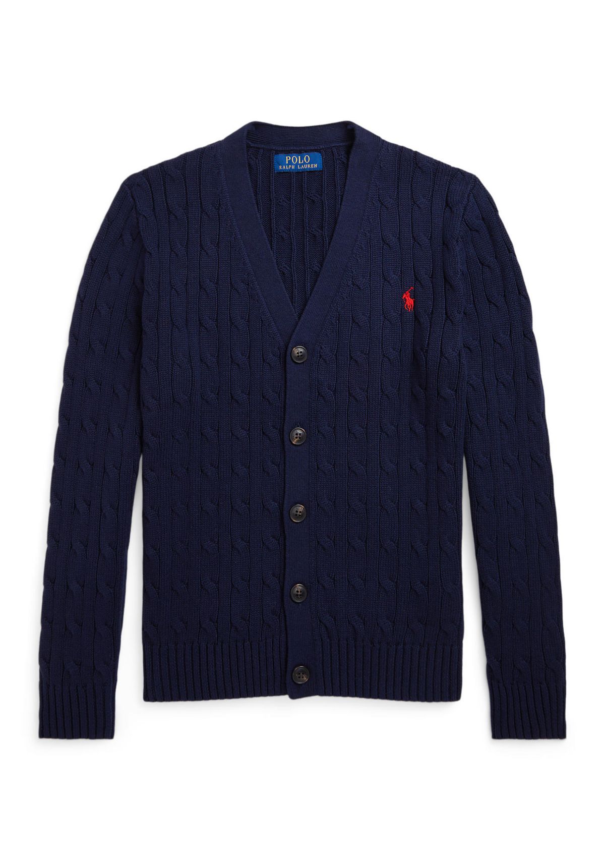 Boys 8-20 Cable-Knit Cotton V-Neck Cardigan