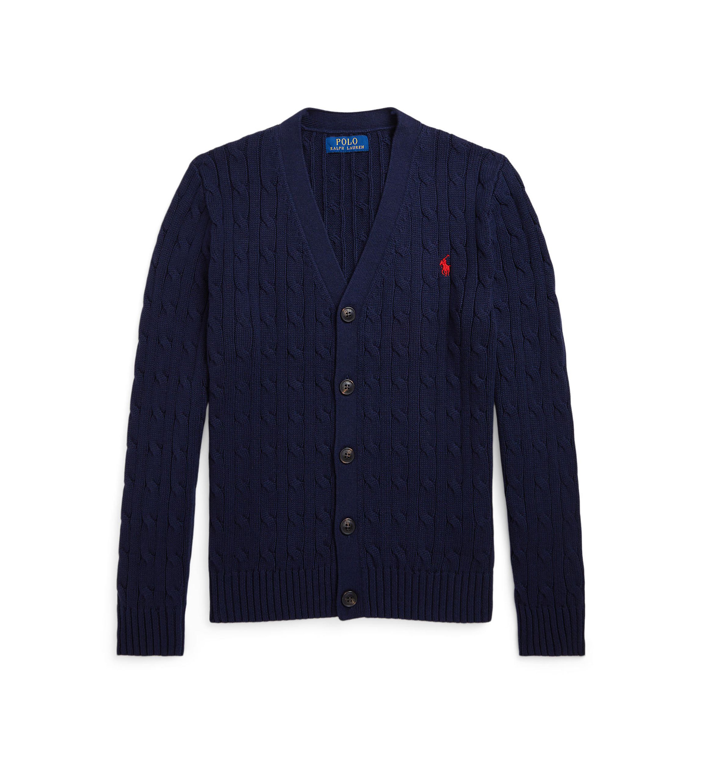 Boys 8-20 Cable-Knit Cotton V-Neck Cardigan