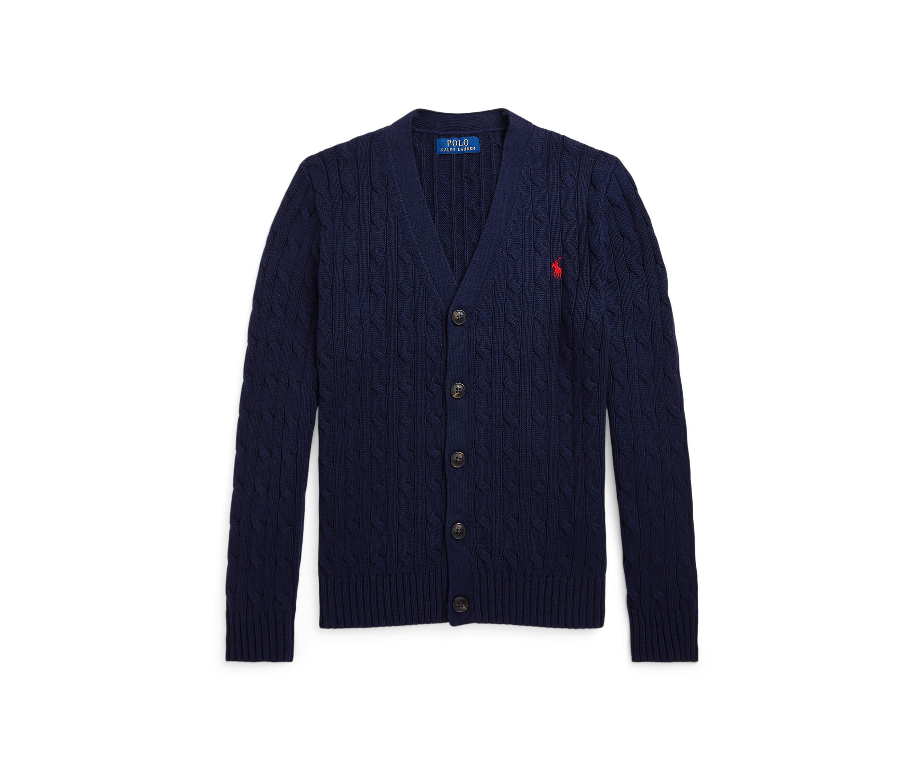 Boys 8-20 Cable-Knit Cotton V-Neck Cardigan