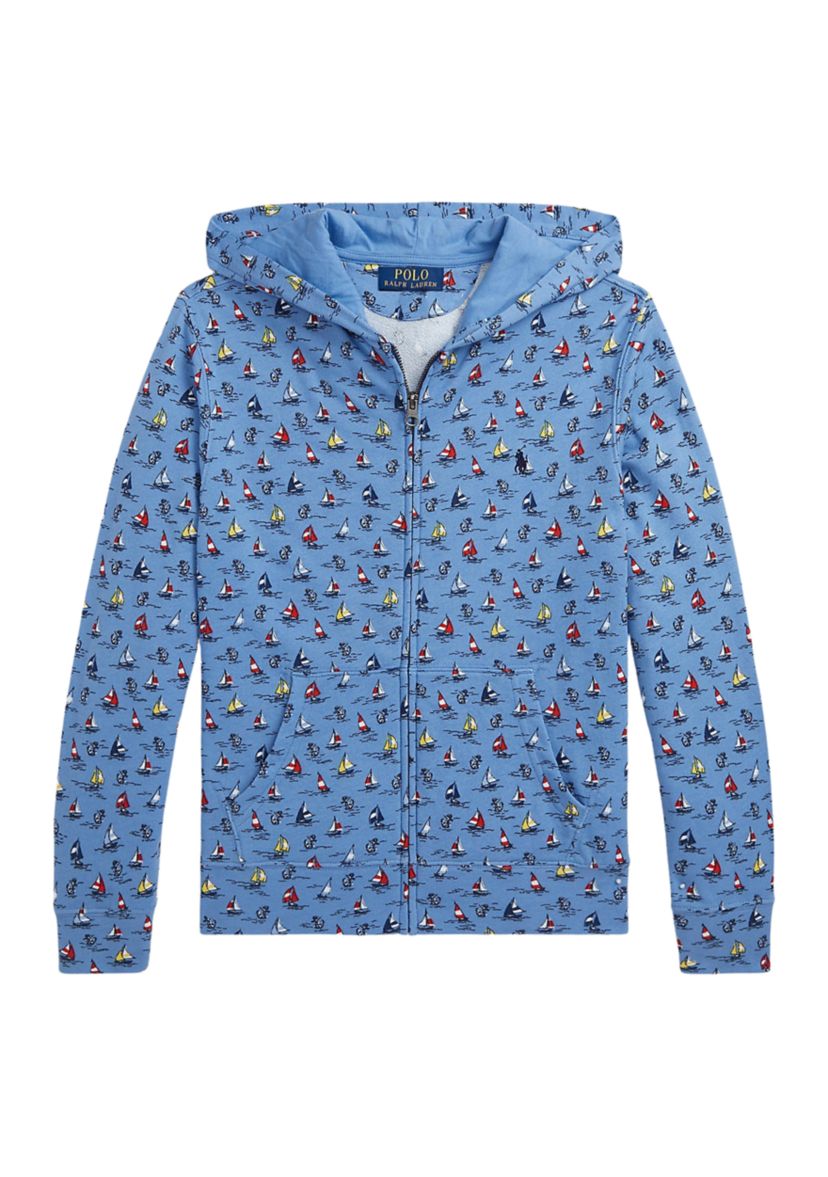 Boys 8-20 Sailboat Print Spa Terry Full Zip Hoodie