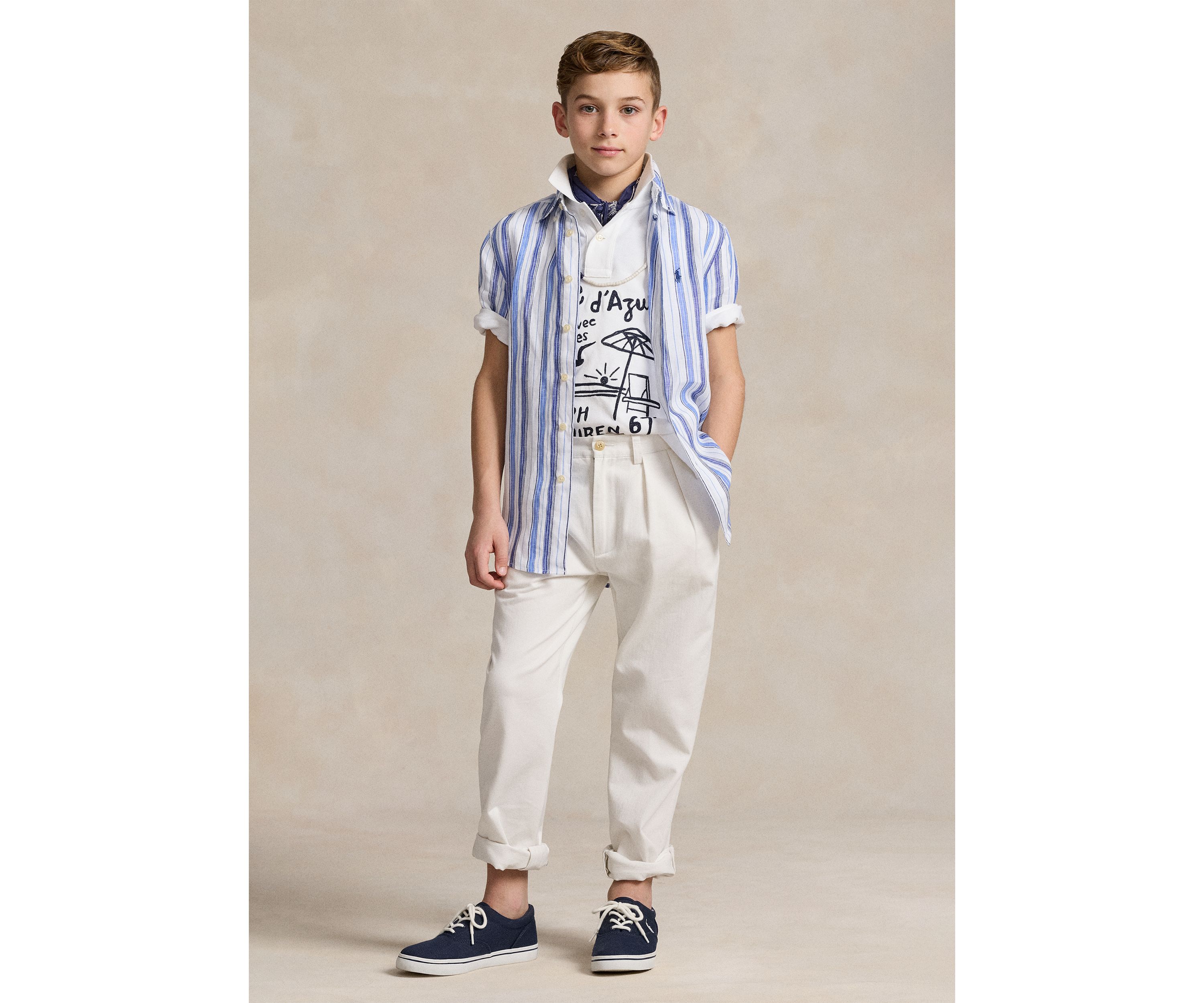 Boys 8-20 Linen Short Sleeve Shirt