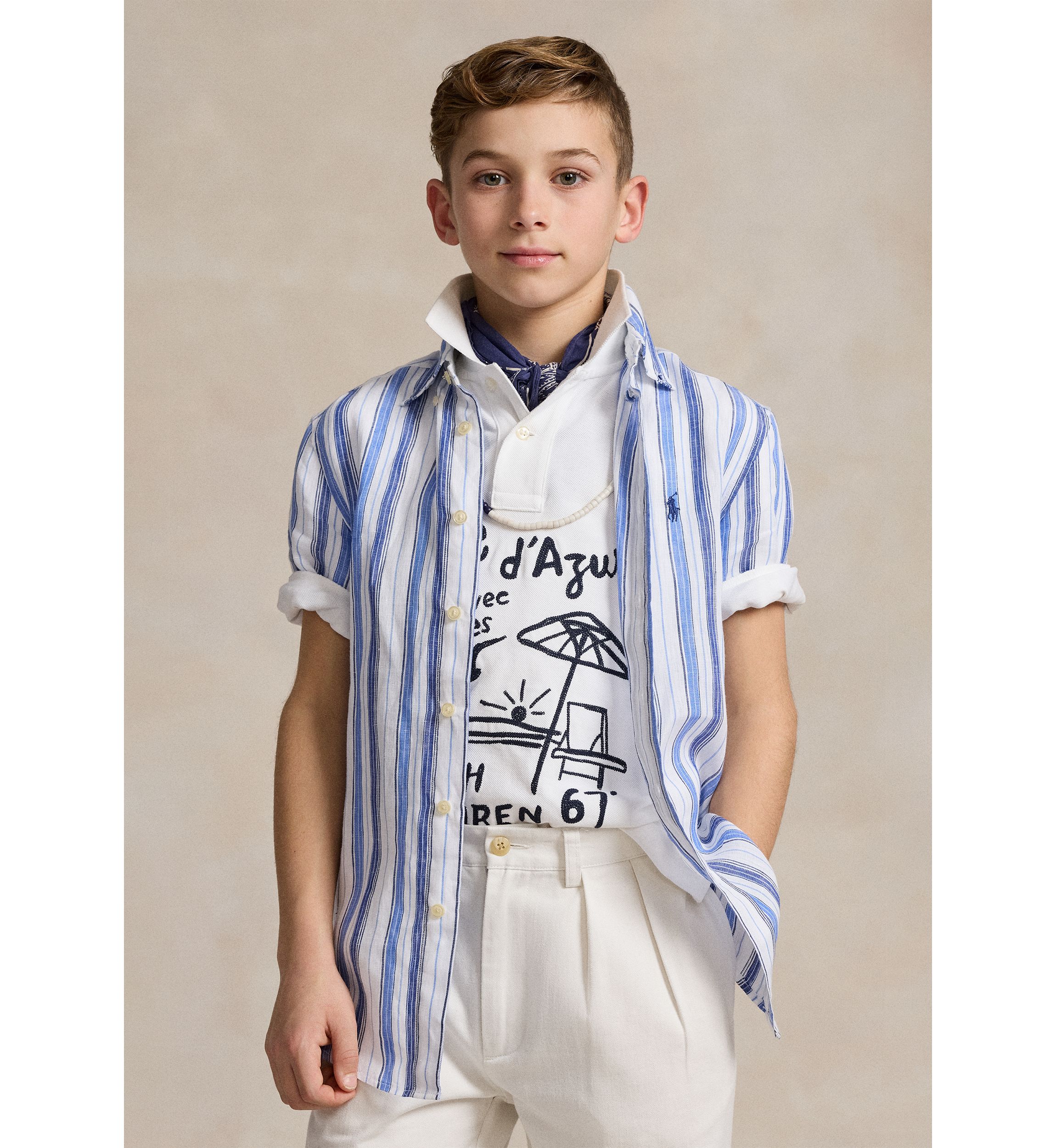 Boys 8-20 Linen Short Sleeve Shirt