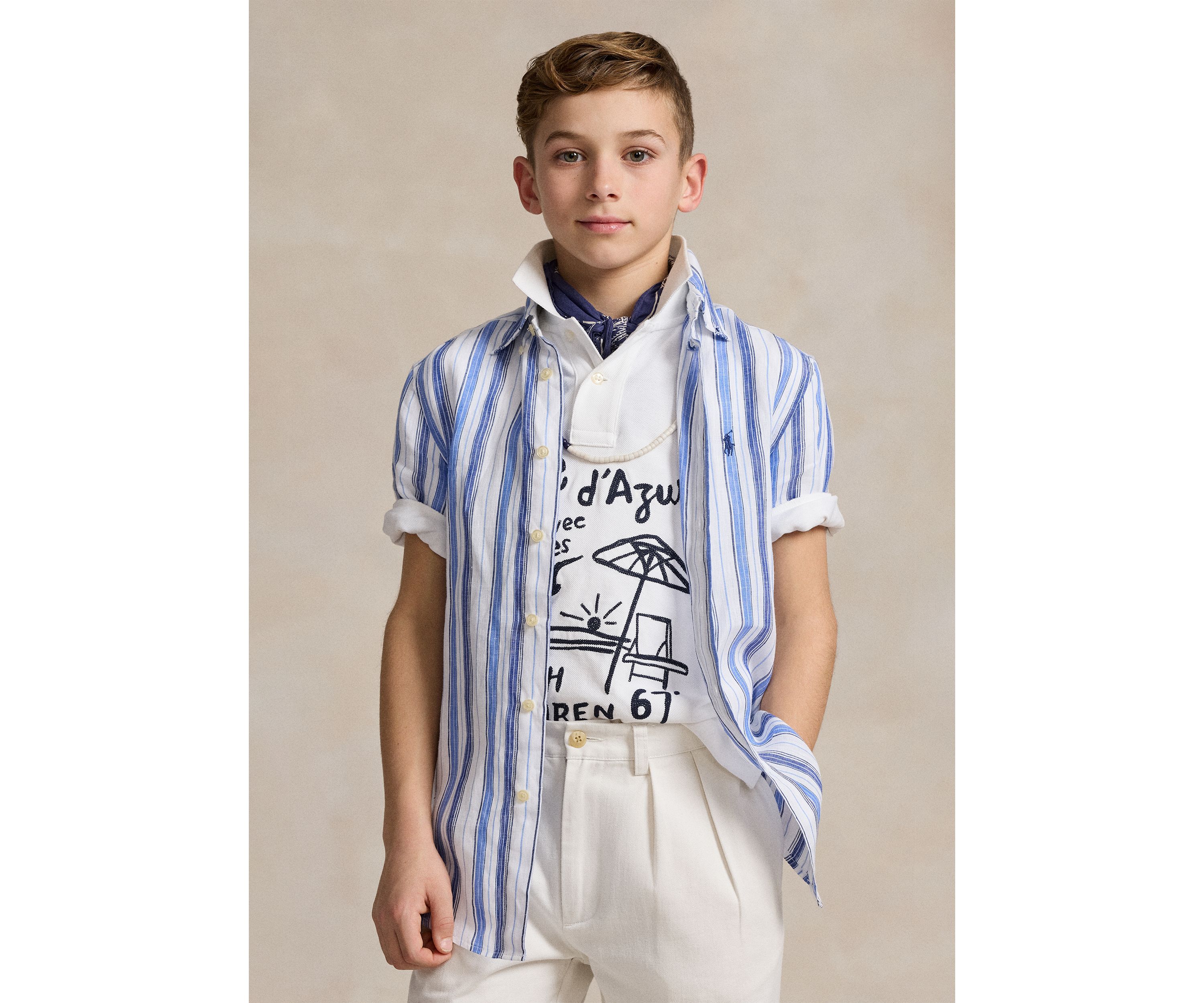 Boys 8-20 Linen Short Sleeve Shirt