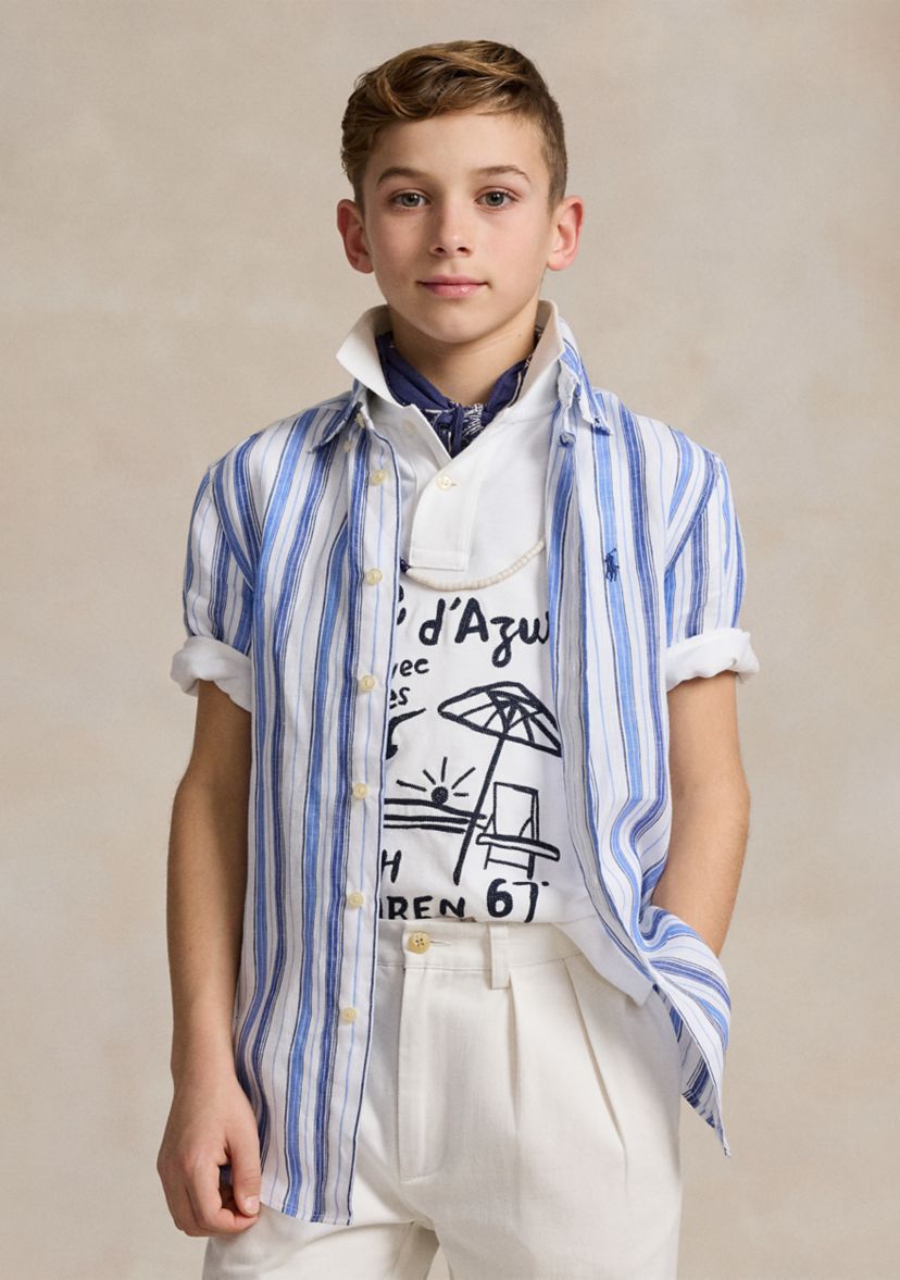 Boys 8-20 Linen Short Sleeve Shirt