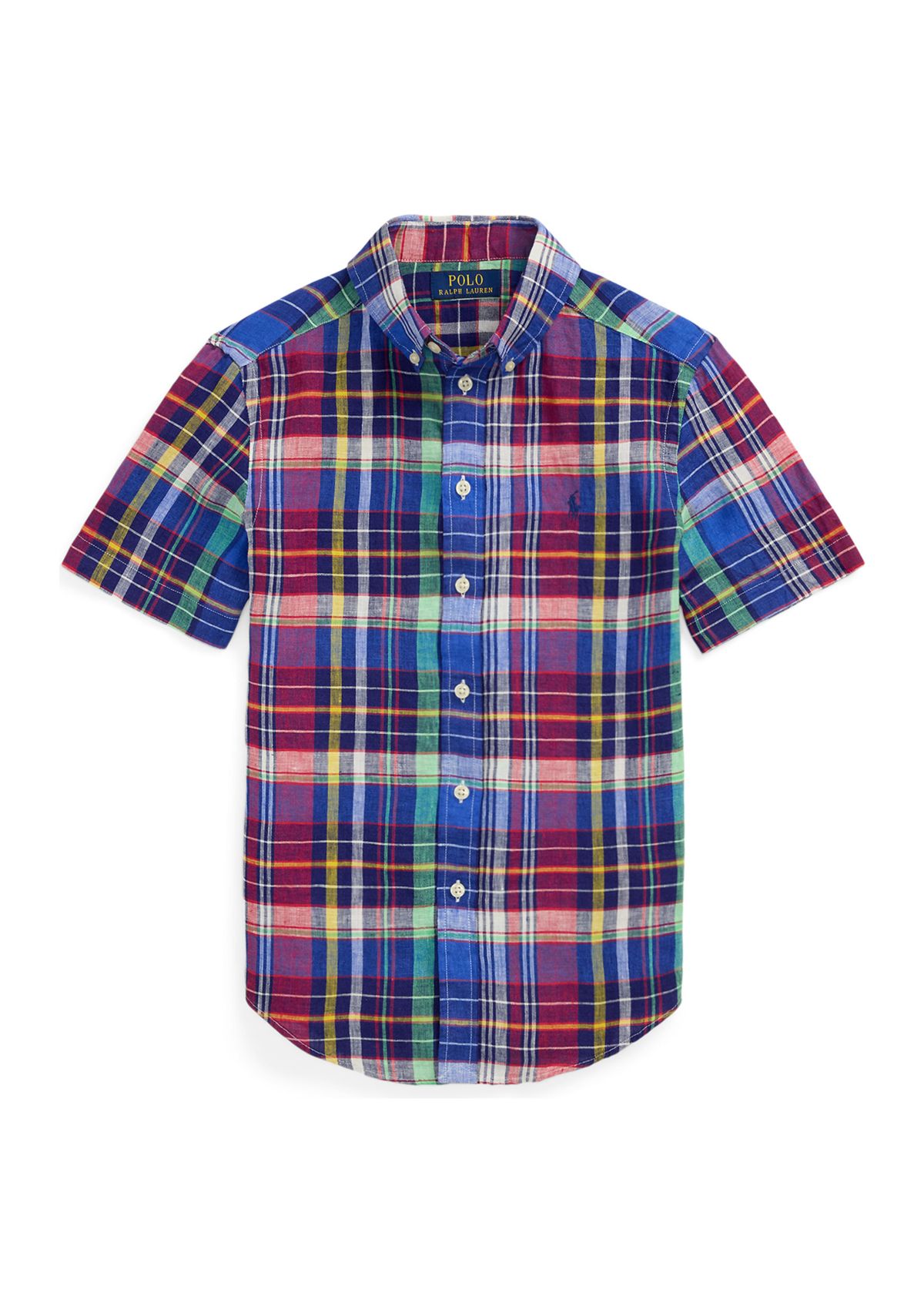 Boys 8-20 Plaid Linen Short-Sleeve Shirt