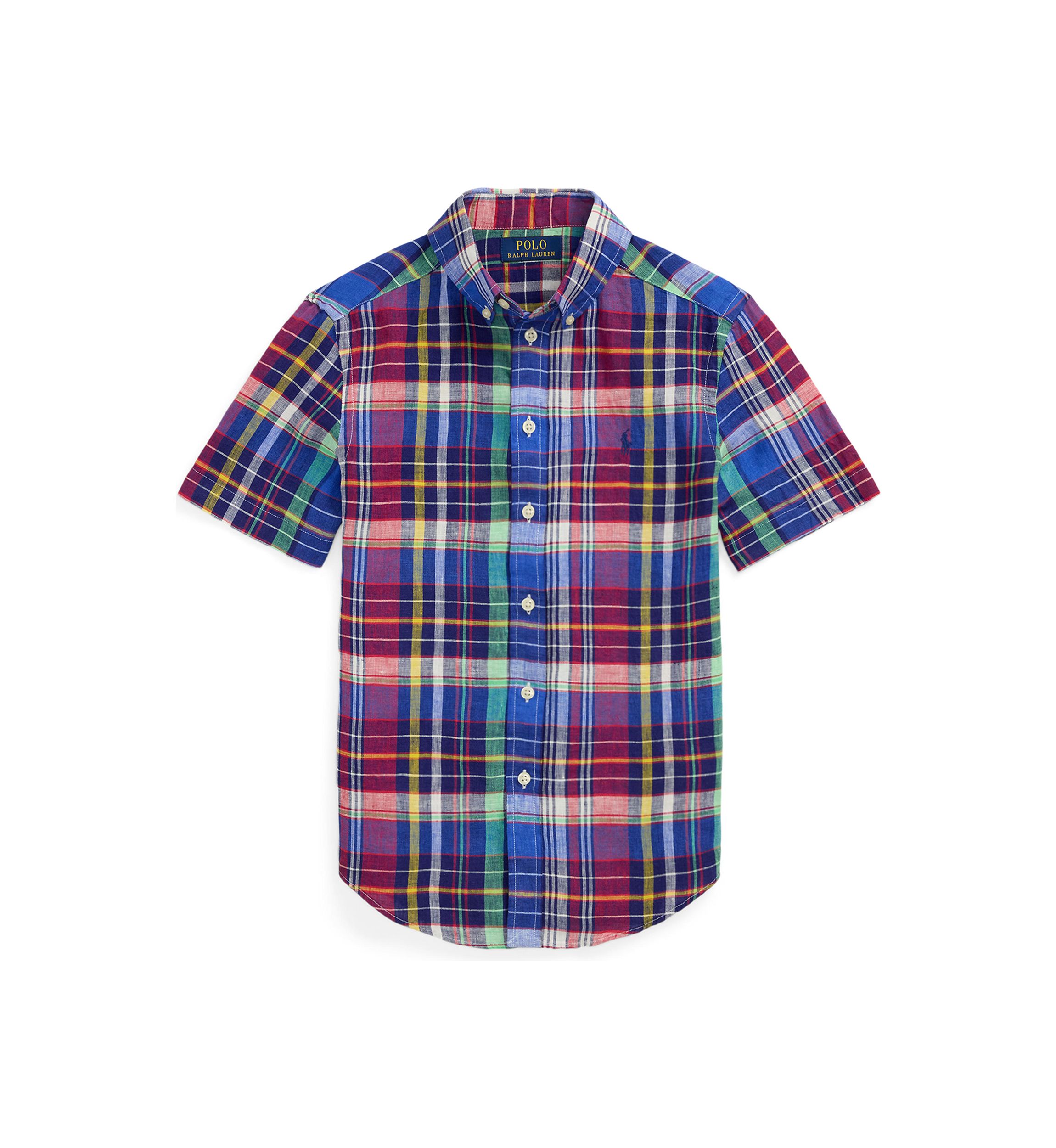 Boys 8-20 Plaid Linen Short-Sleeve Shirt