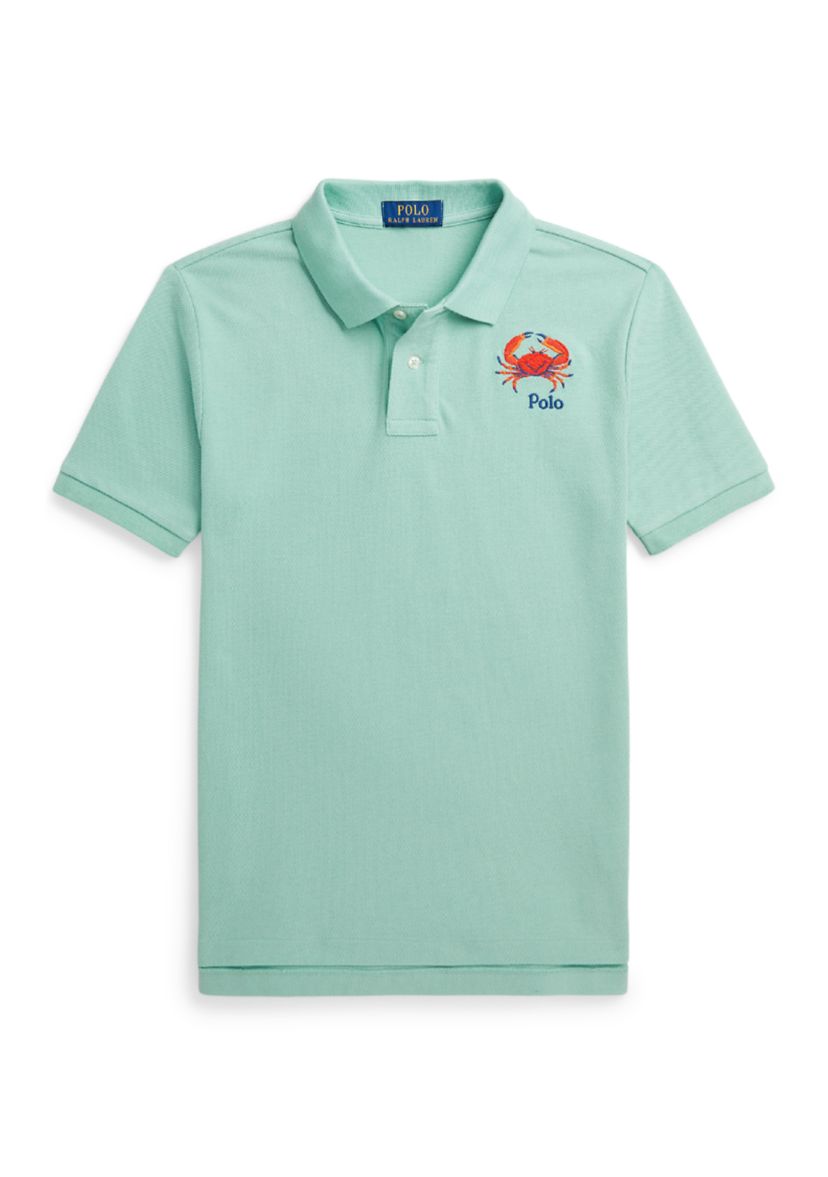 Boys 8-20 Crab Embroidered Cotton Mesh Polo Shirt
