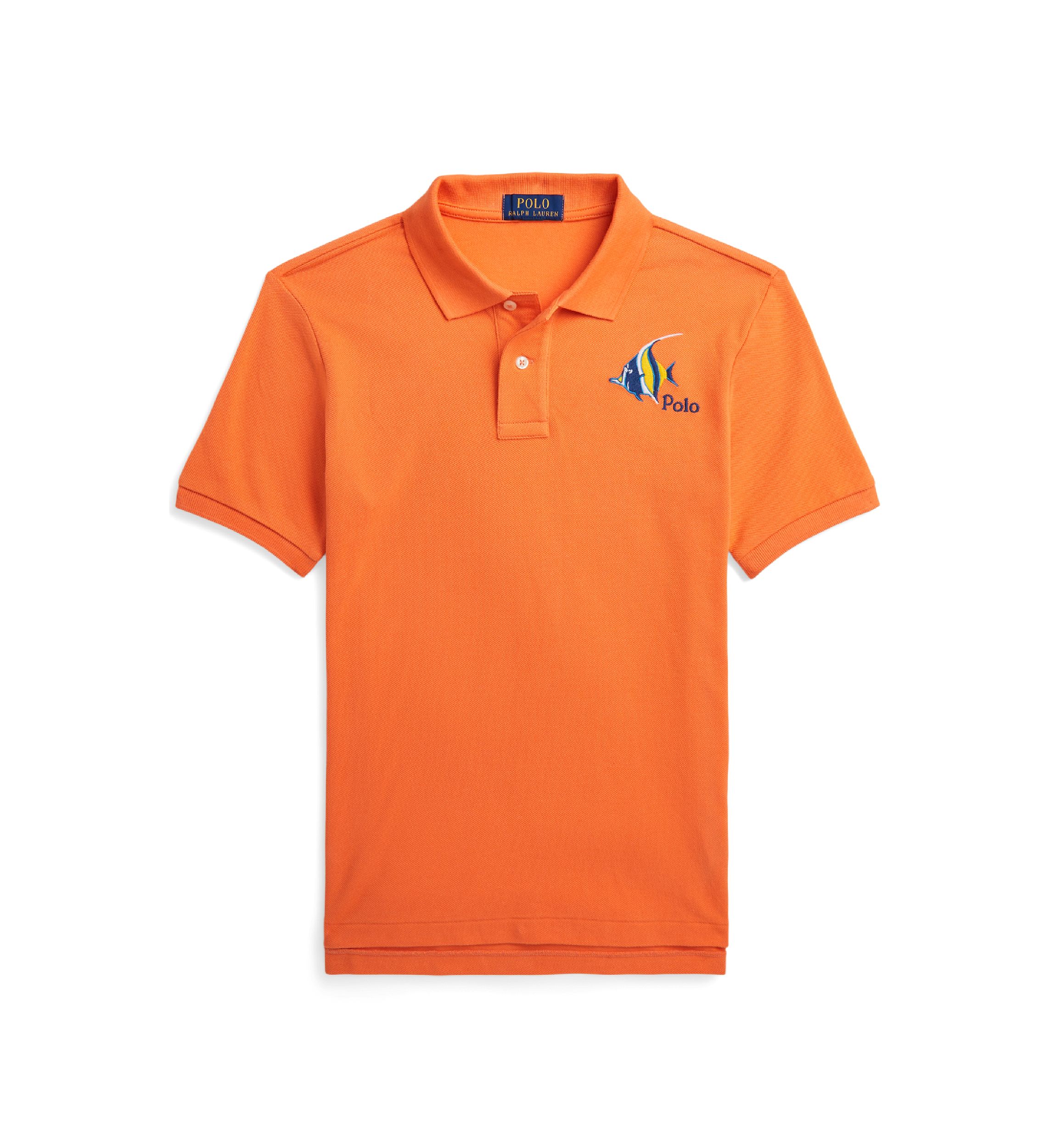 Boys 8-20 Fish Embroidered Cotton Mesh Polo Shirt