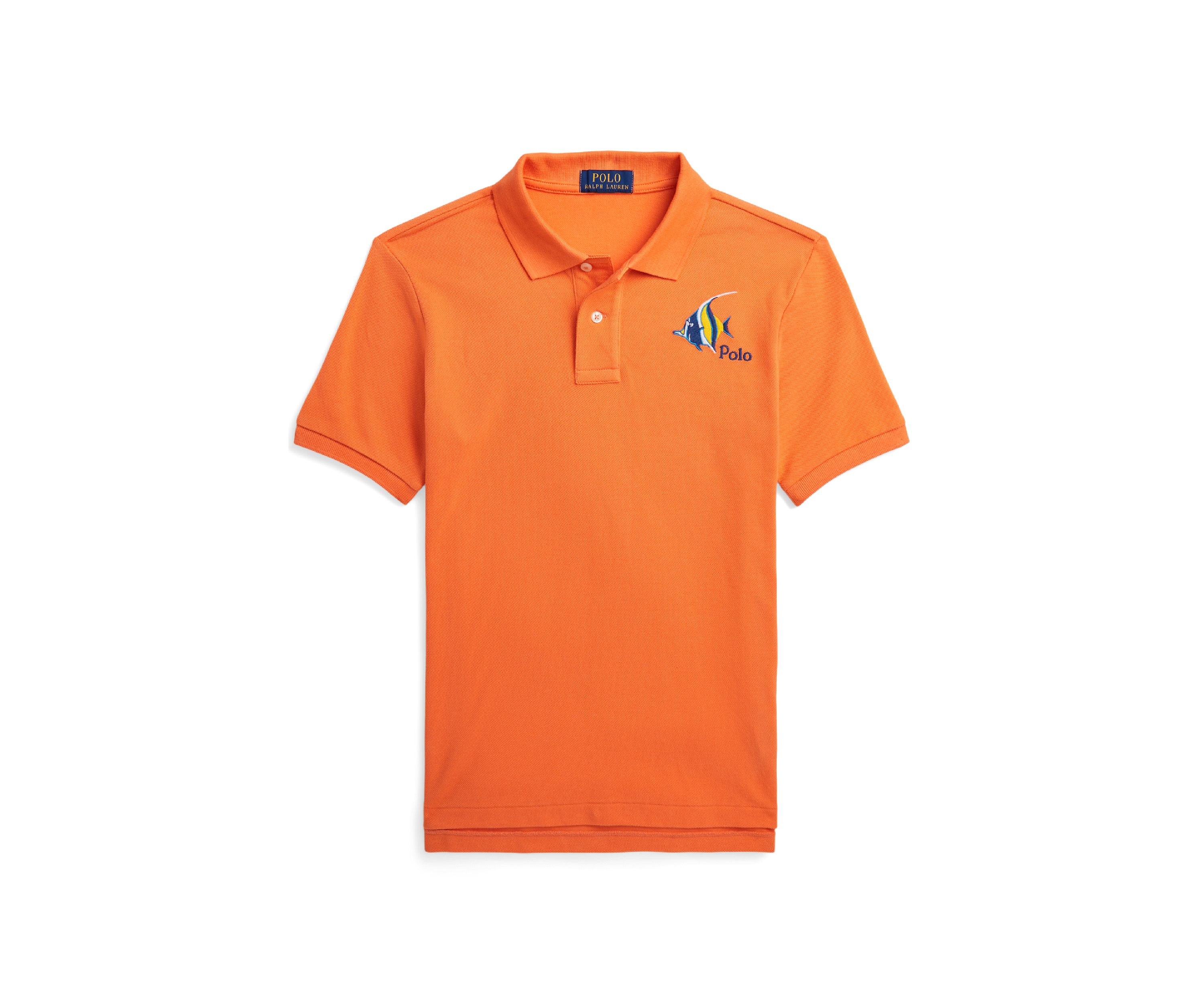 Boys 8-20 Fish Embroidered Cotton Mesh Polo Shirt