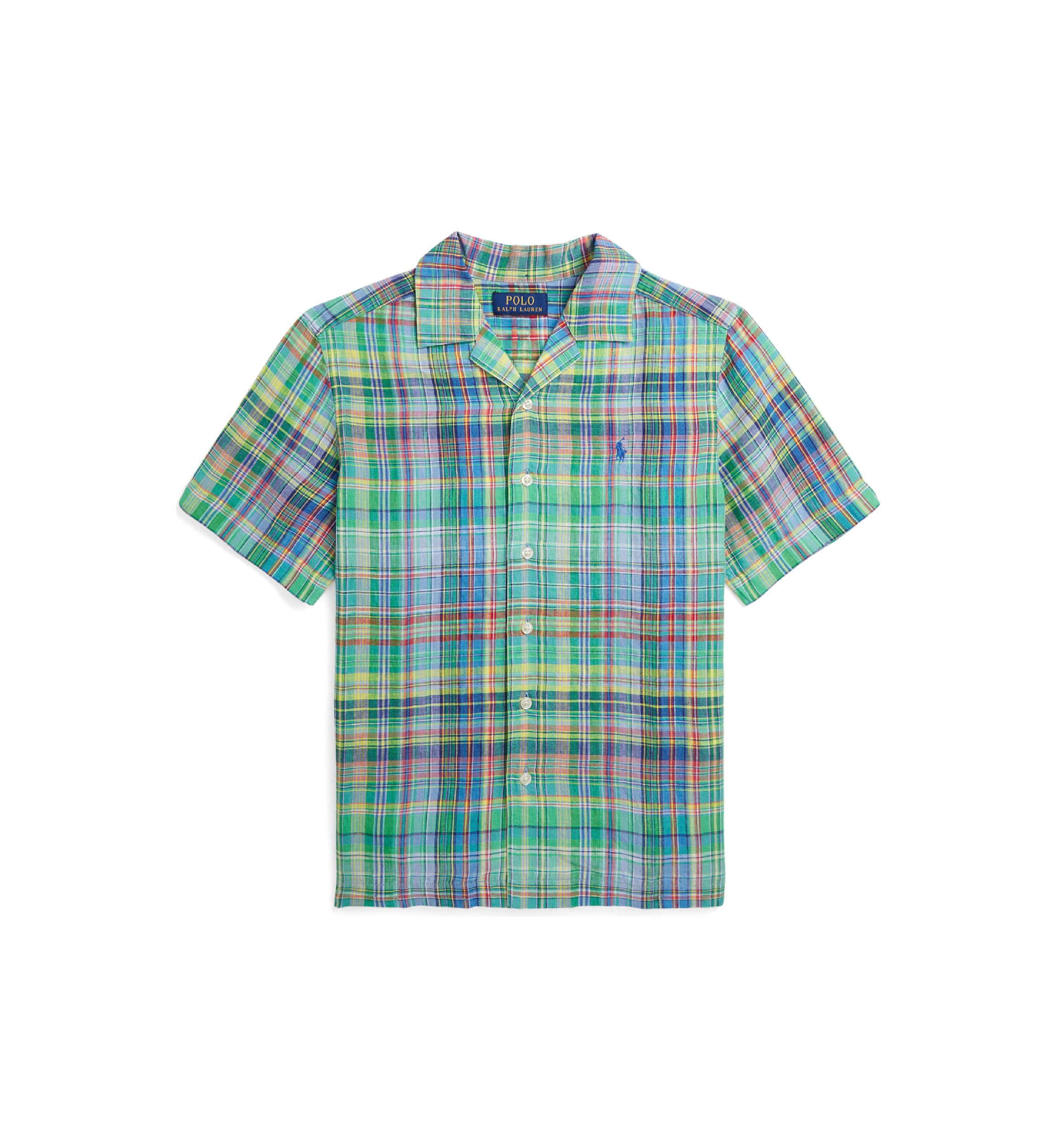 Boys 8-20 Plaid Linen Camp Shirt