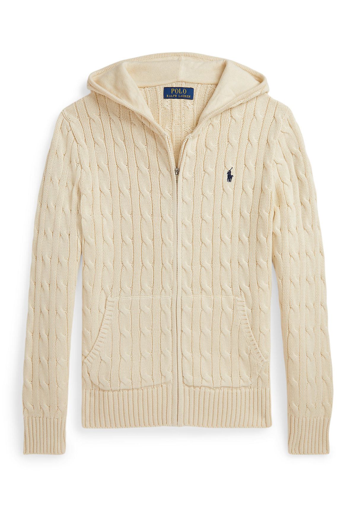 Boys 8-20 Cable Cotton Hooded Full Zip Sweater