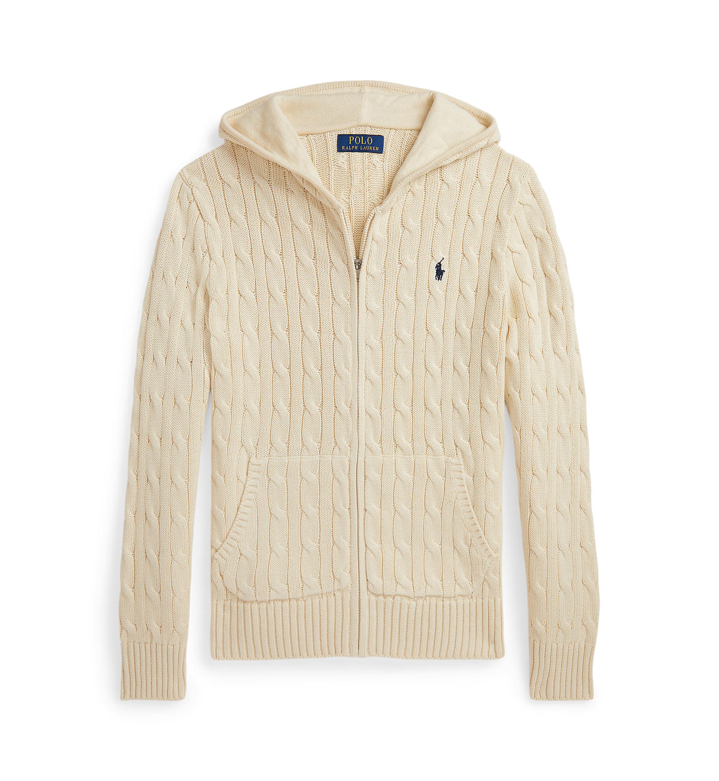 Boys 8-20 Cable Cotton Hooded Full Zip Sweater