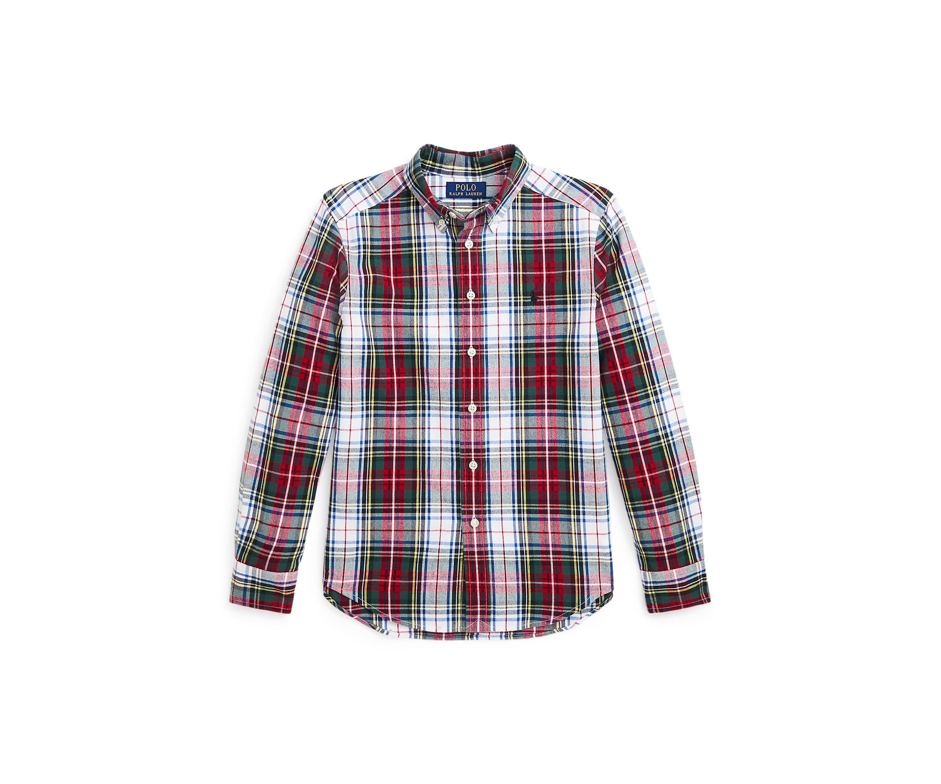 Boys 8-20 Plaid Brushed Cotton Oxford Shirt