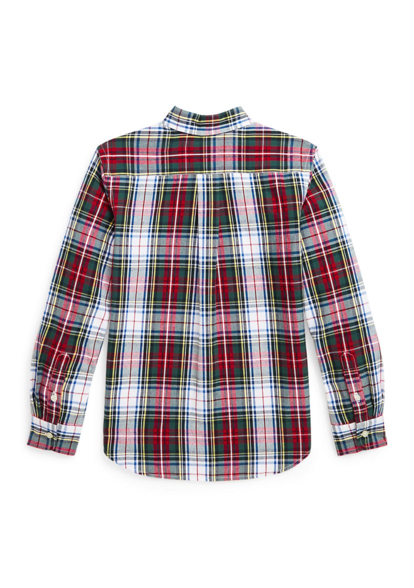 Boys 8-20 Plaid Brushed Cotton Oxford Shirt