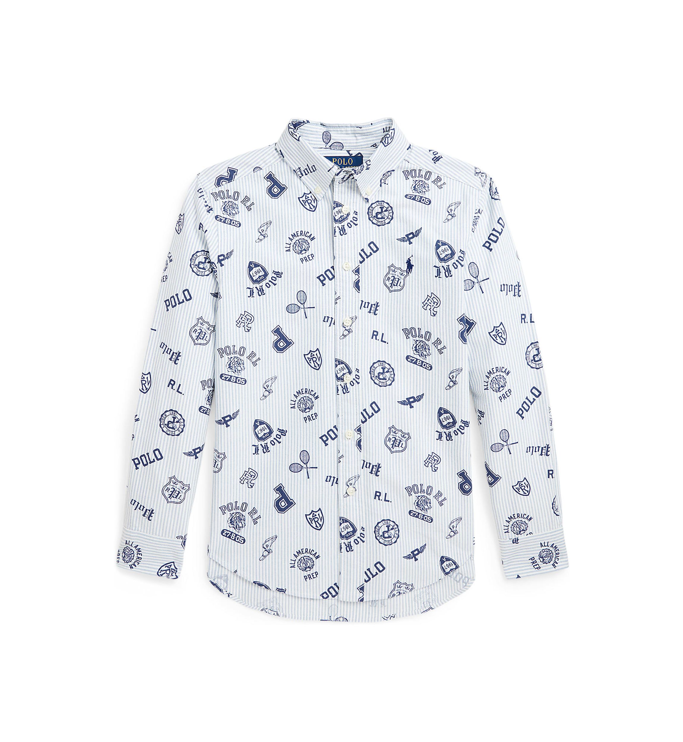 Boys 8-20 Striped Cotton Oxford Graphic Shirt