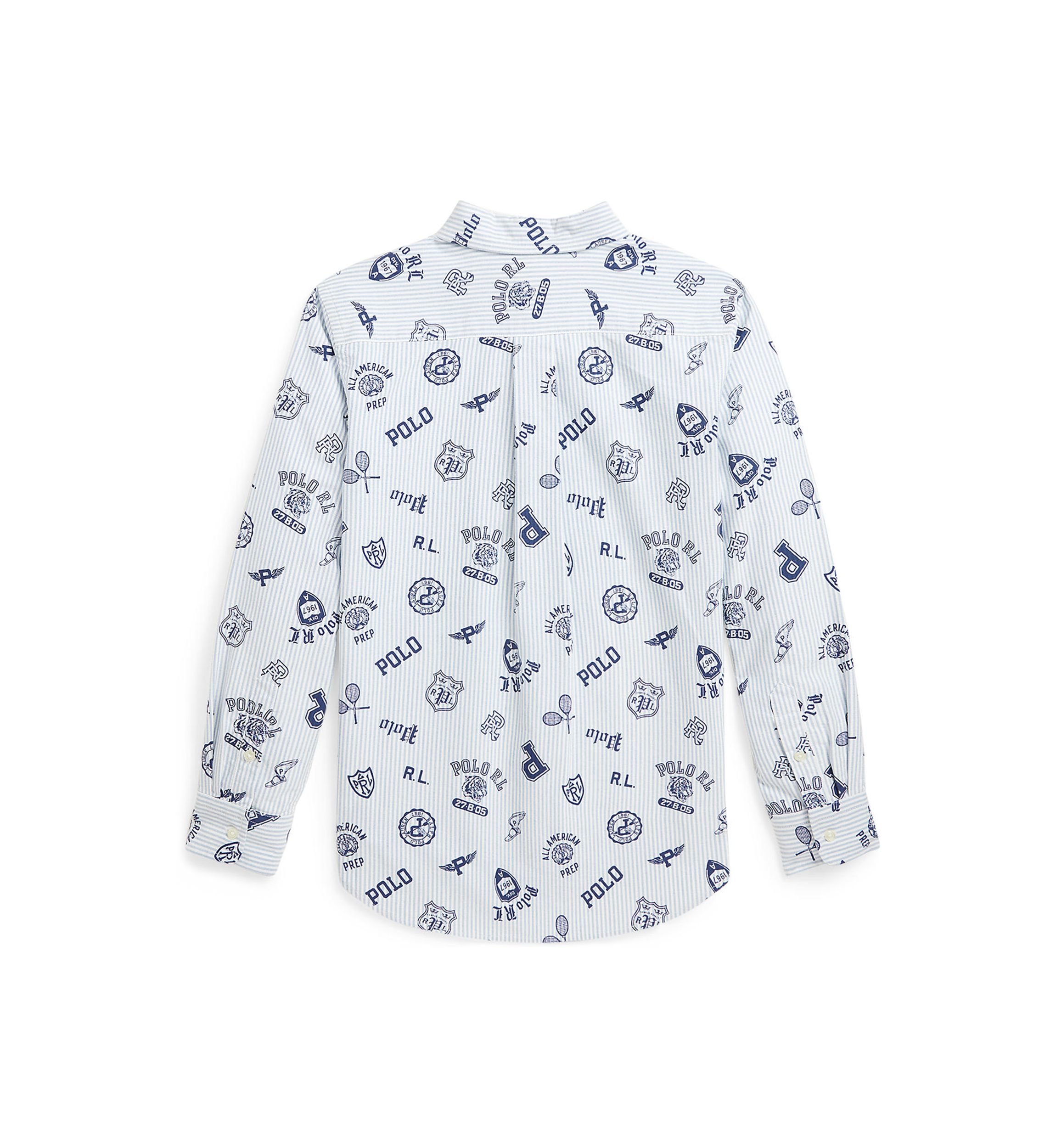 Boys 8-20 Striped Cotton Oxford Graphic Shirt