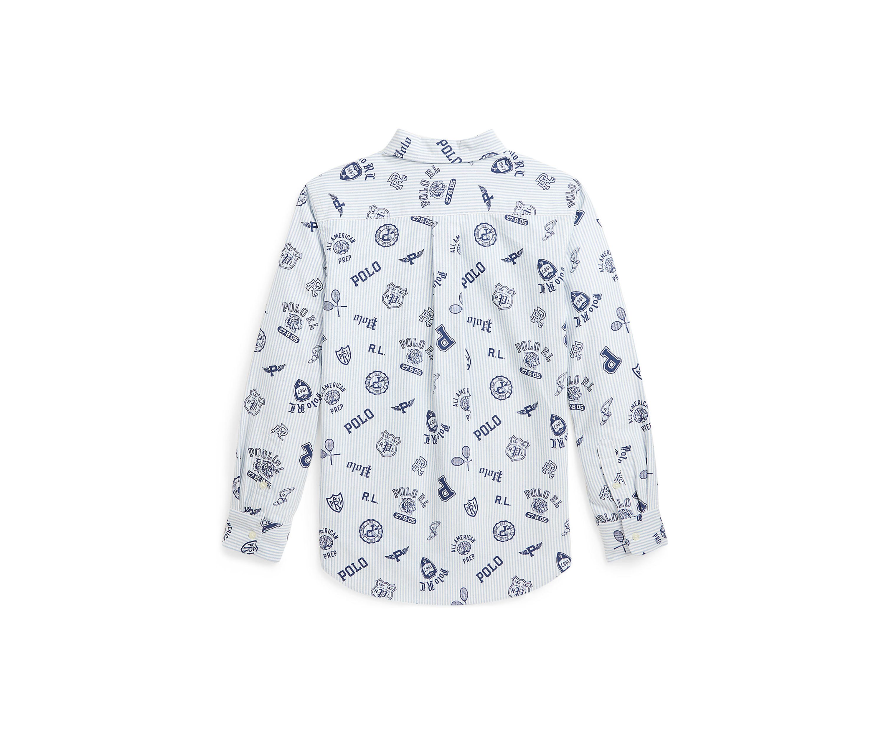 Boys 8-20 Striped Cotton Oxford Graphic Shirt