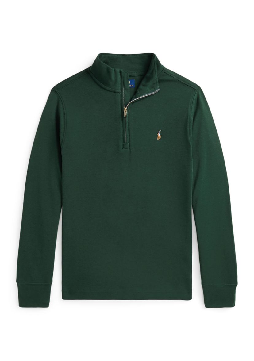 Boys 8-20 Cotton Interlock Quarter Zip Pullover Sweatshirt