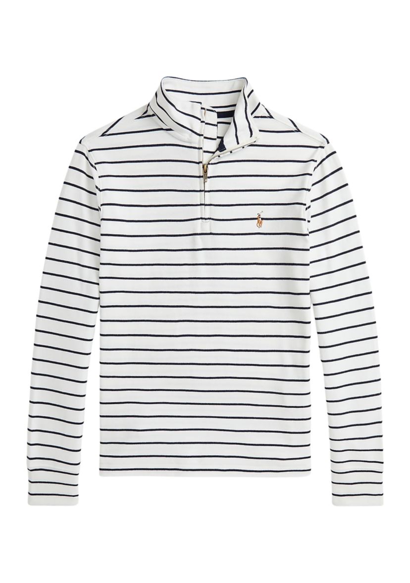 Boys 8-20 Striped Cotton 1/4 Zip Pullover