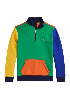 Ralph Lauren Childrenswear Boys 8-20 Color Blocked Double Knit Sweatshirt, Green, X-Large -  0196231844862