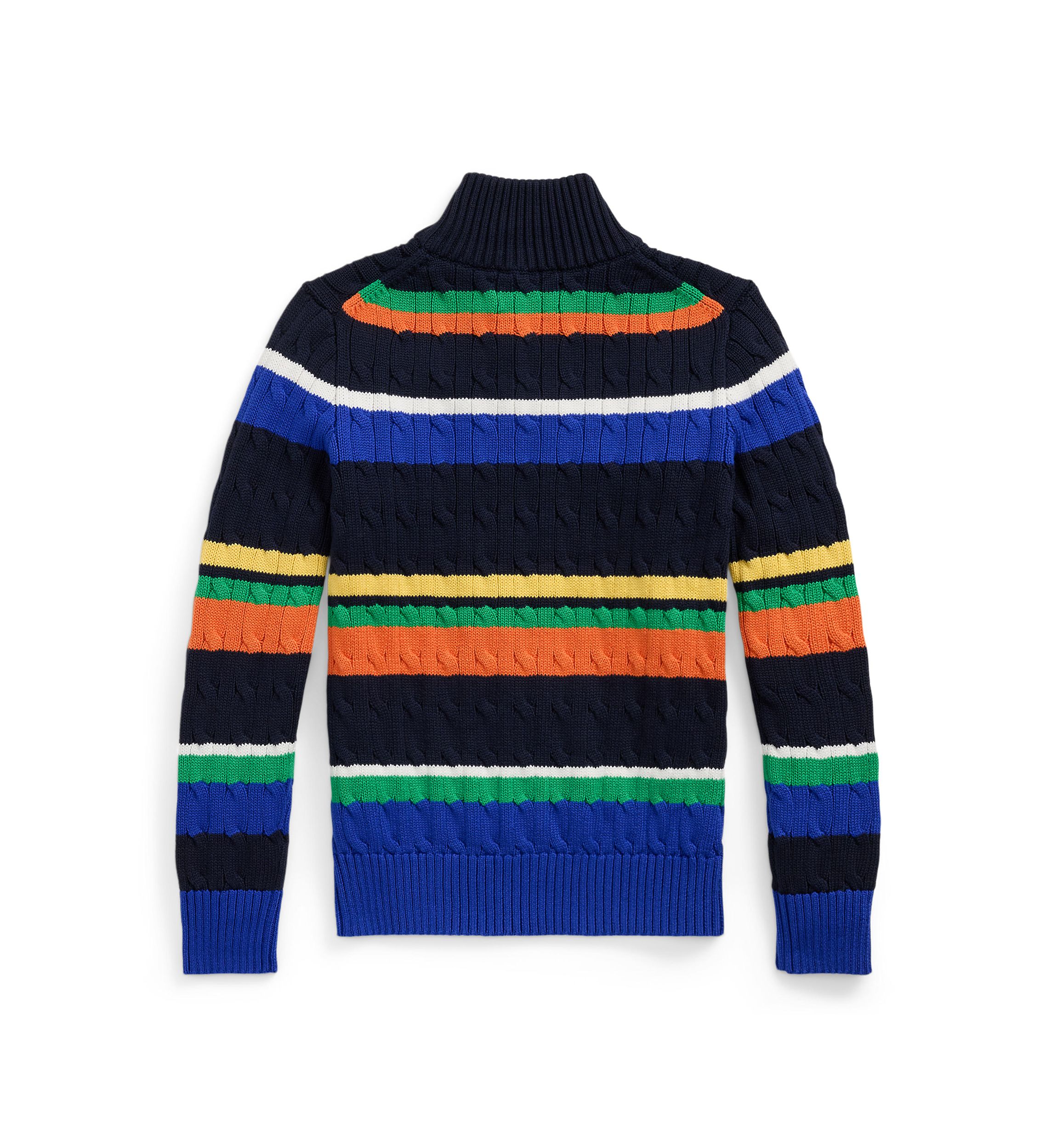 Boys 8-20 Striped Cotton 1/4 Zip Sweater