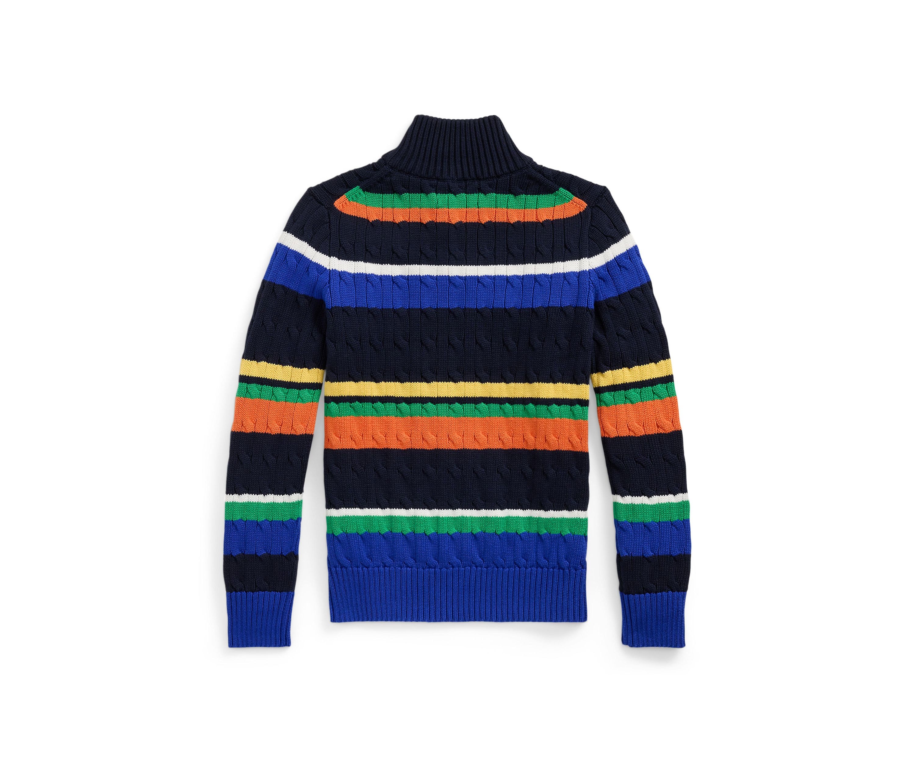 Boys 8-20 Striped Cotton 1/4 Zip Sweater